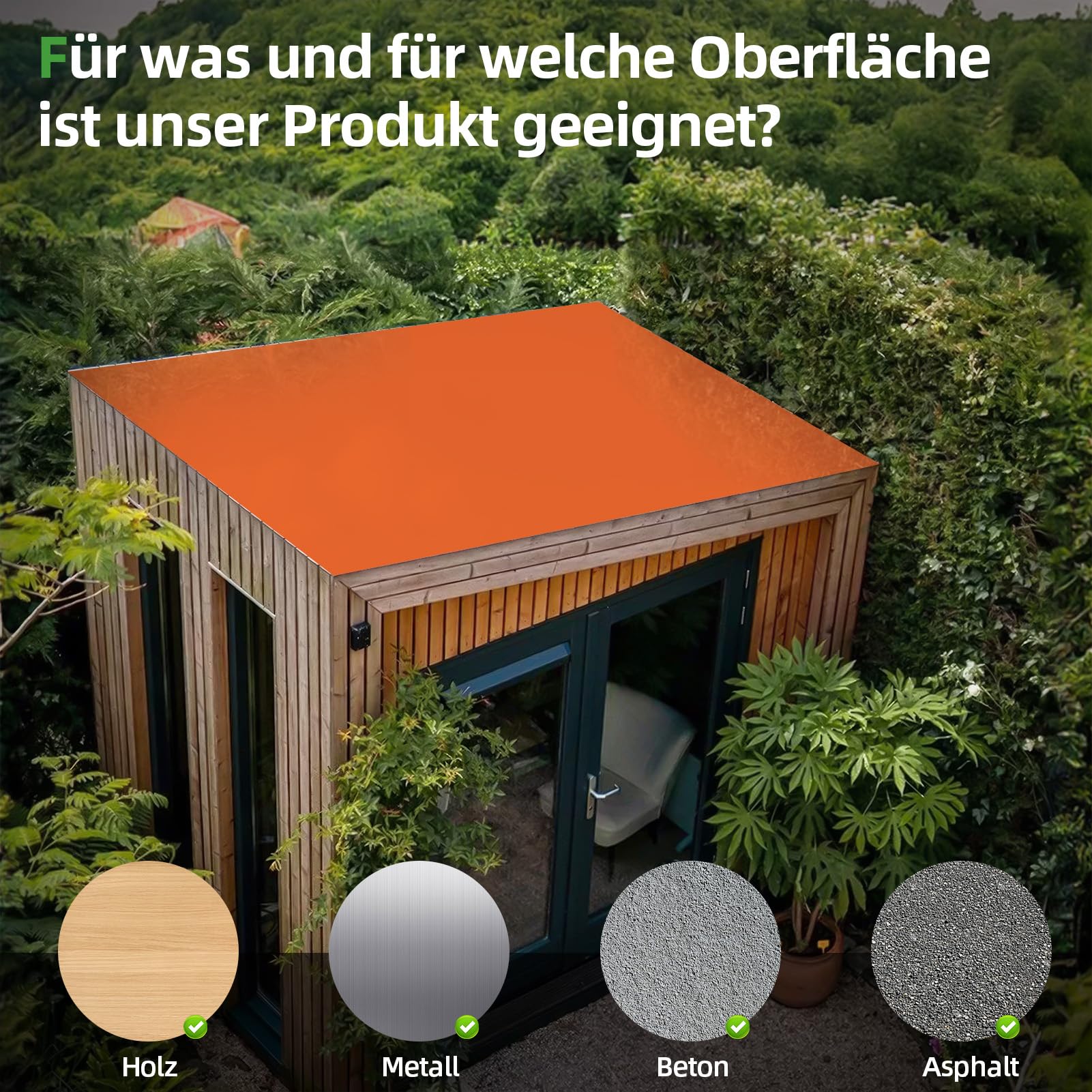 Dachfolie Aluminium selbstklebend, 5㎡ Dachbahn Selbstklebend mit Starkem Bitumenkleber, Folie Selbstklebend Bitumenbahn UV -Beständig für Gartenhäuser, Garagendächer, Schuppen, 1,25 mm Stark, 1 x 5 m