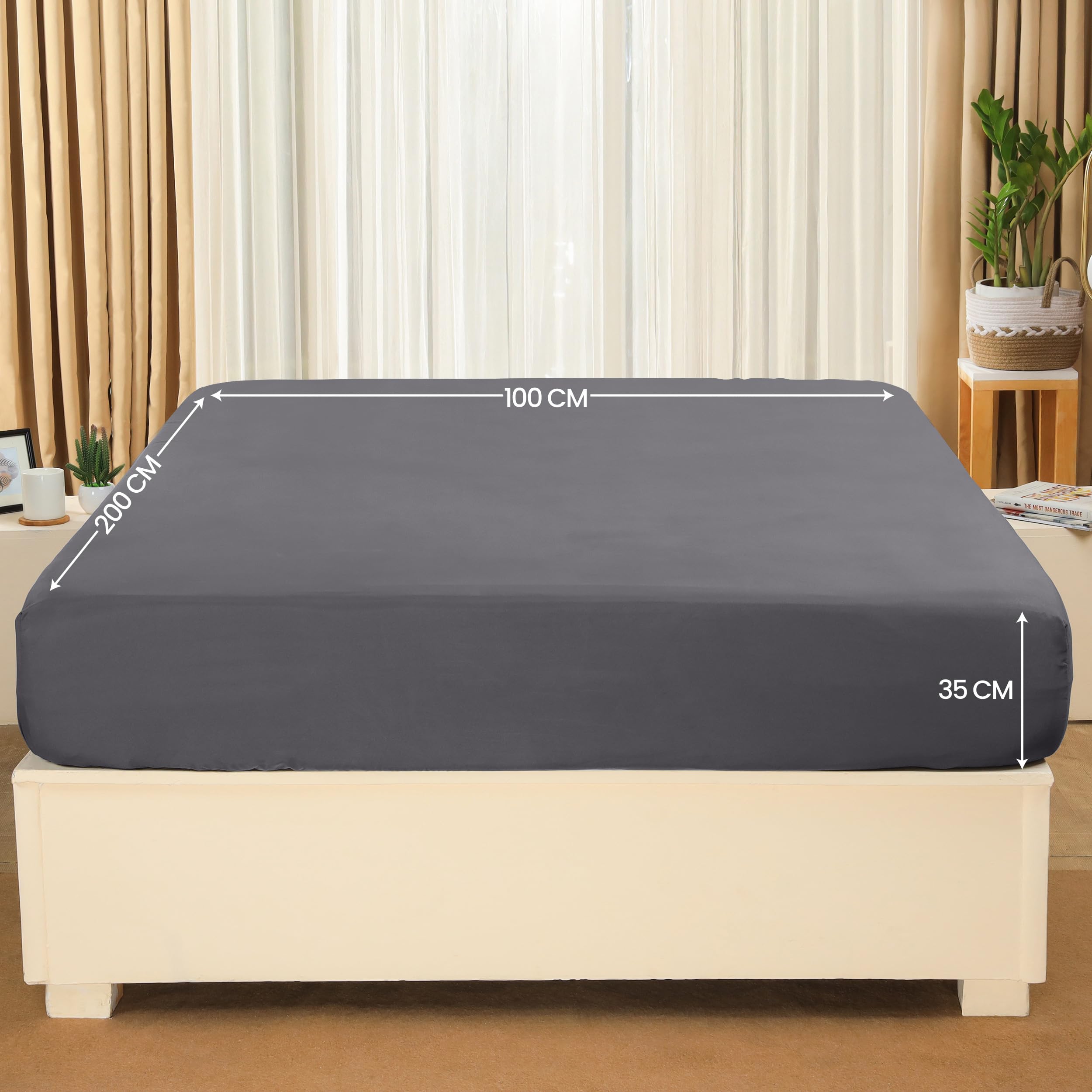 Utopia Bedding Lenzuolo con Angoli - 100x200cm - Grigio - Microfibra Spazzolata - Lenzuolo Sotto con Angoli Elasticizzato