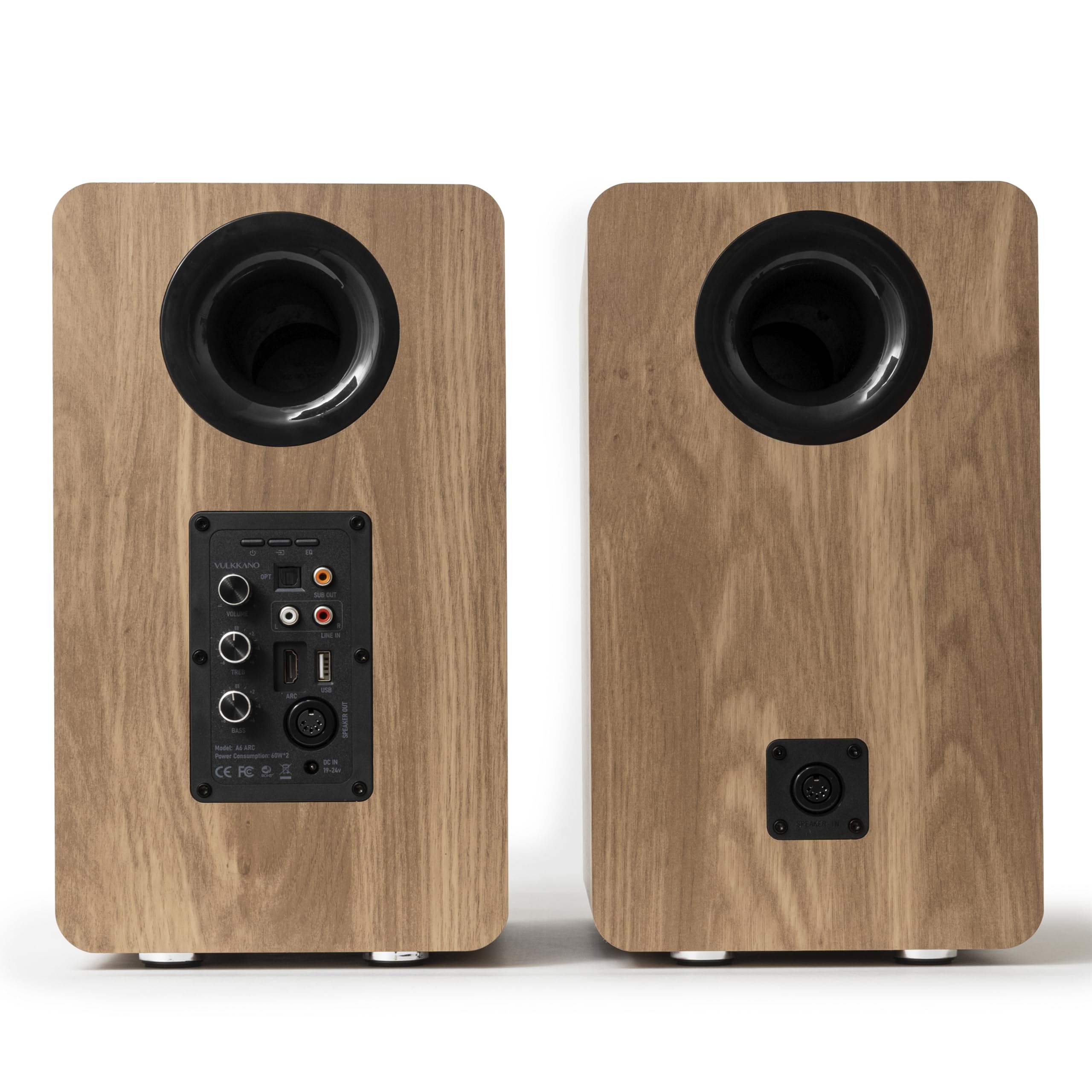 VULKKANO A6 ARC Altavoces Autoamplificados con Woofer de 6.5", Bluetooth 5.0, HDMI ARC, Optica, RCA, USB, con Salida Subwoofer, Monitores de Estudio HiFi con Diseño Elegante, Color Marron