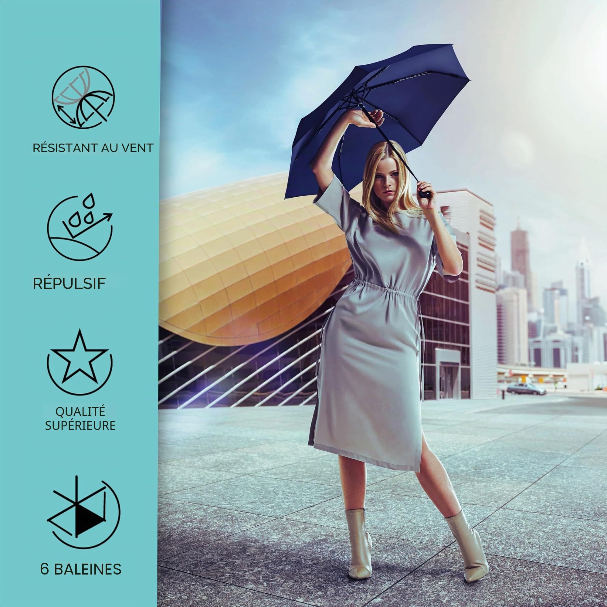 Knirps Parapluie de Poche Ultra U.200 Medium Duomatic - Ouverture et Fermeture Automatique - résistant aux tempêtes - Coupe-Vent