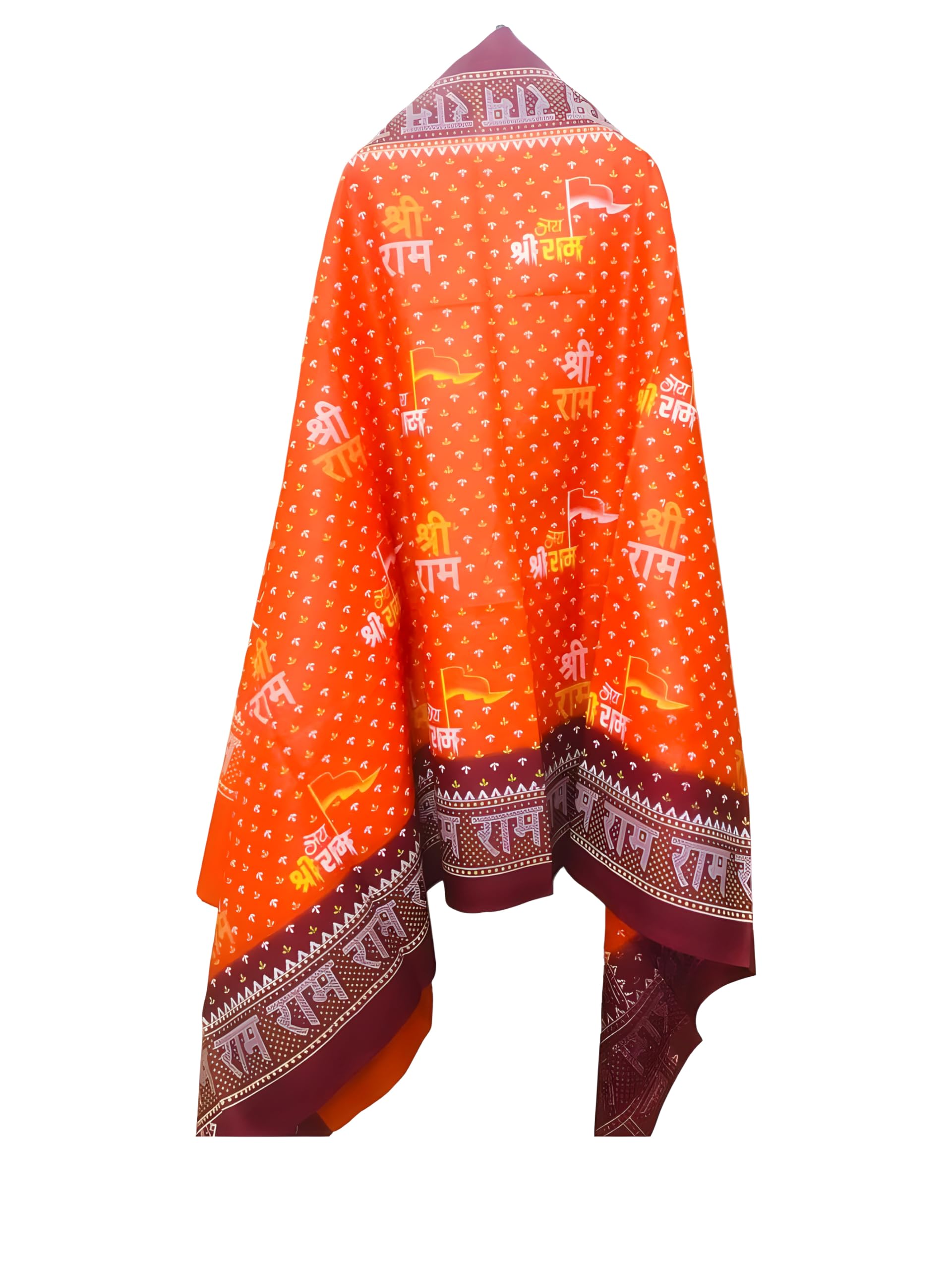 Desi Legacy Jai Shree Ram Shawl with Ram Ram Name for God Prayer Pooja for Men Women, Cotton, Orange, 1.8 x 0.91 Meters (Orange)-image-34