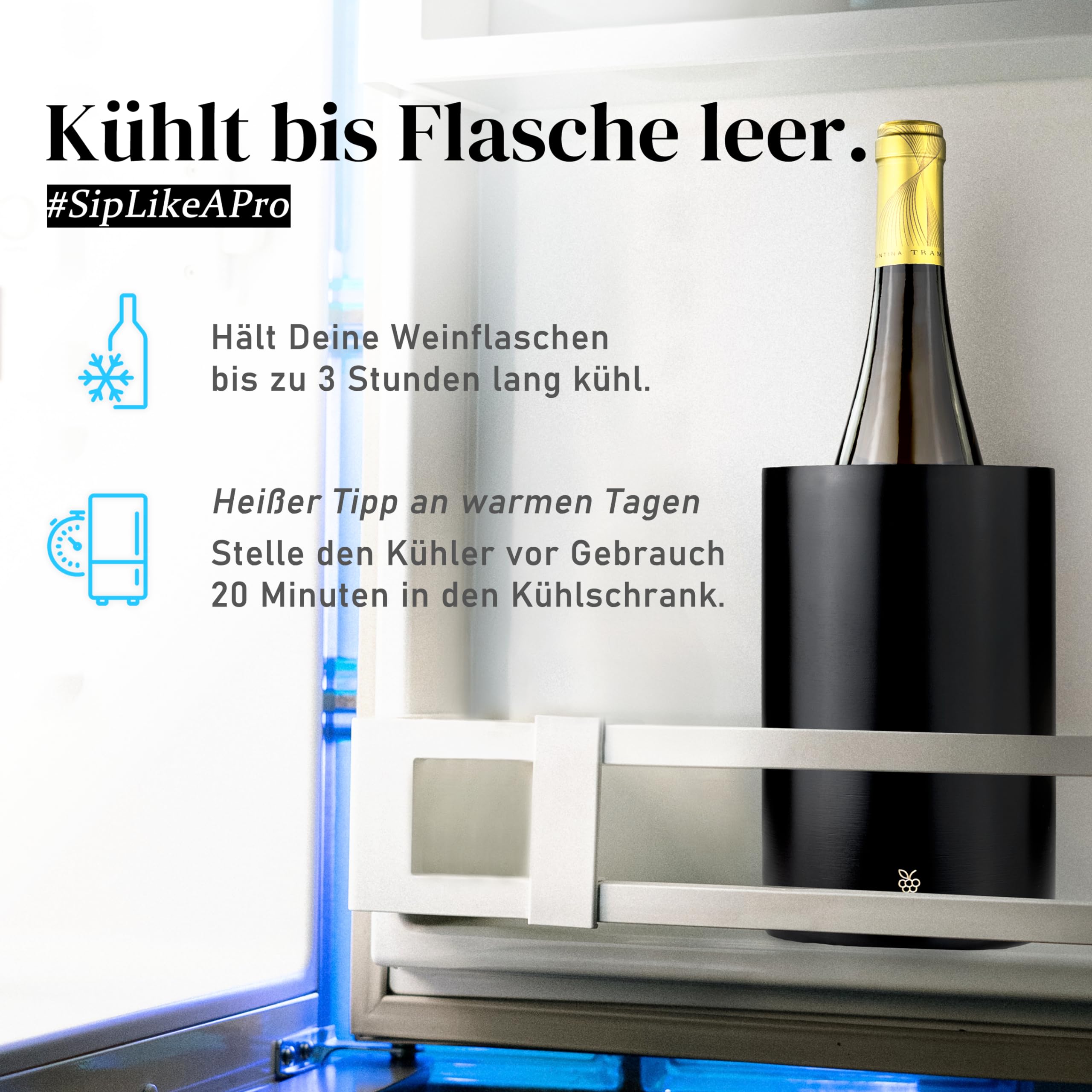 Refrigeratore Per Vino Premium 4-in-1 | Con Beccuccio Acciaio Inox | Estensione E Tappo | Lavabile In Lavastoviglie - Foto 7