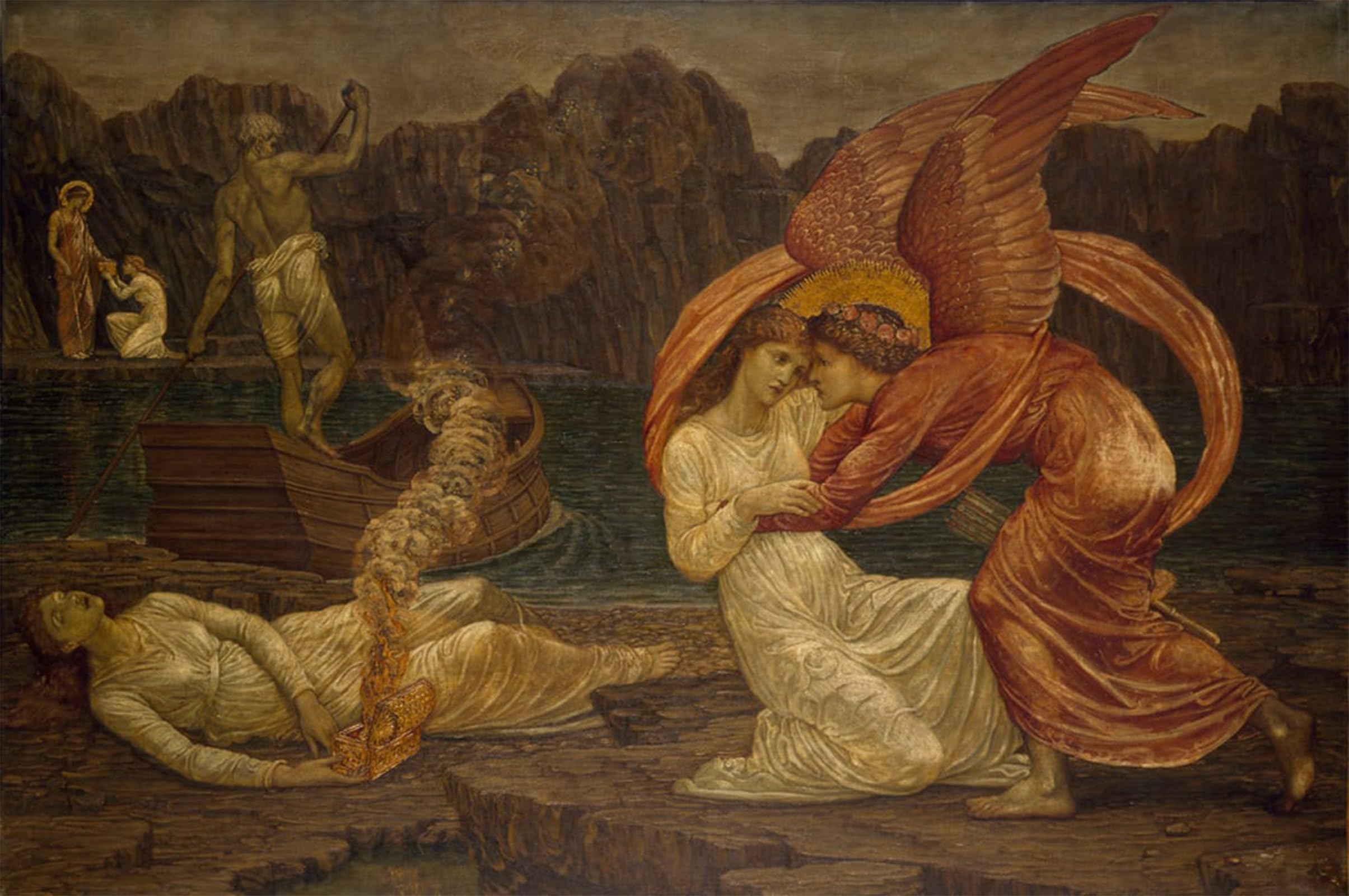 POSTERIIk Vintage Print Pop Art Landscape Artwork Psyche Receiving the Casket From Proserpine by Edward Burne Jones Art Prints for Office Home Decor 60x90cm