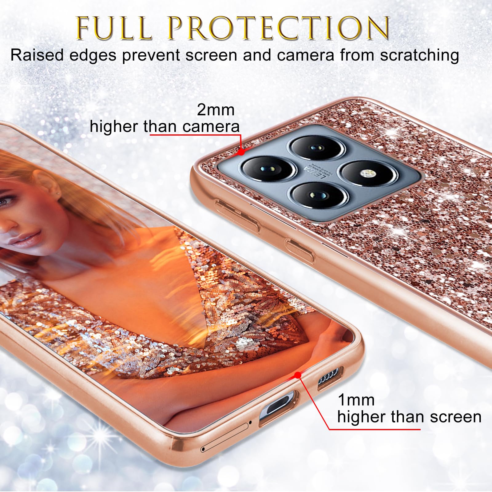 WBWONE Glitter Cover per Realme 12 Pro 5G / Realme 12 Pro+ Plus 5G, Bordo Elettroplaccato, Custodia Morbida con Adesivi Scintillio, Anti-Graffio Case - Blu