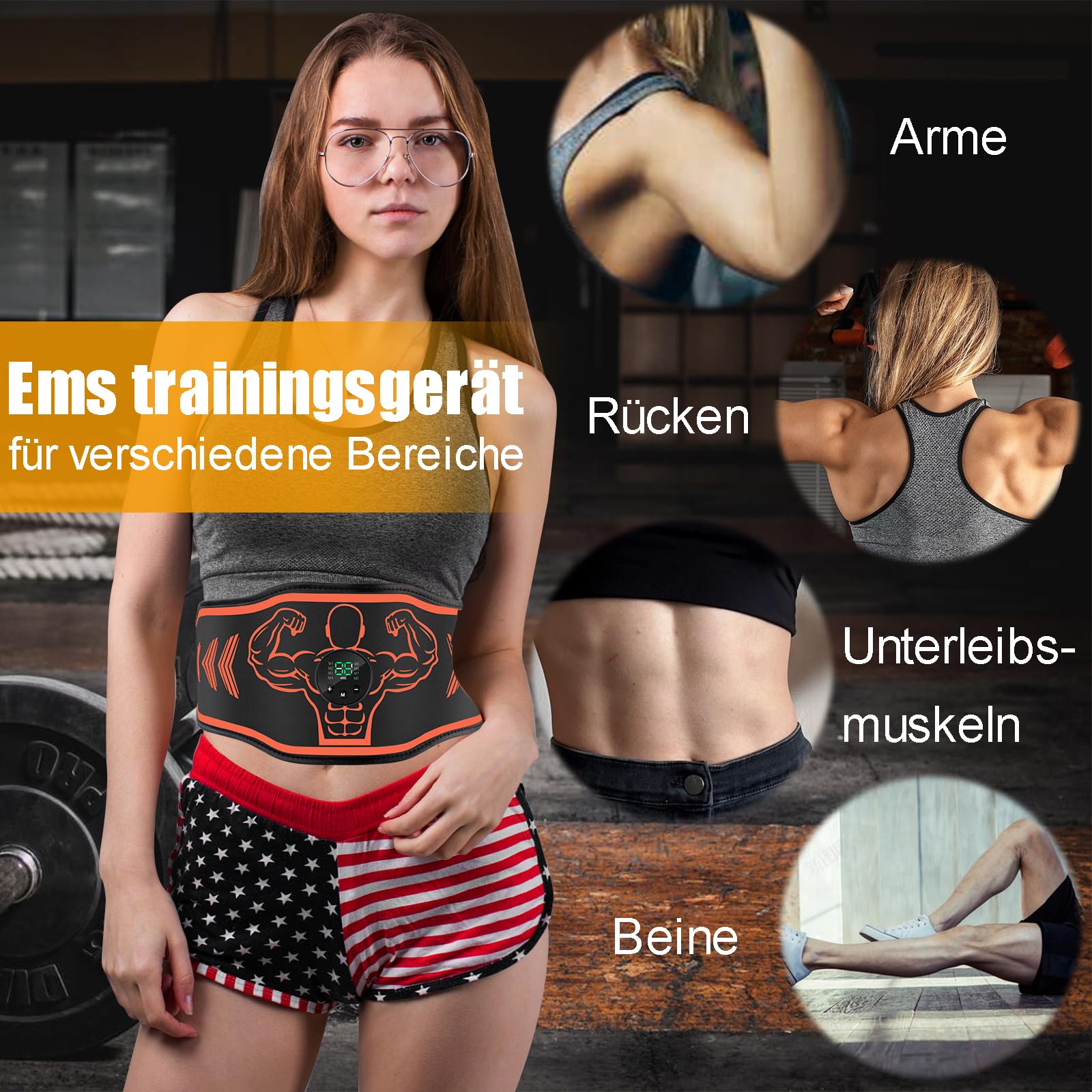 Tosucs EMS Trainingsgerät,Bauchmuskel Gürtel Elektrisch，EMS Elektrische Muskelstimulation 8 Modi & 25 Intensitäten,USB-aufladbar mit DREI Controllern für Bauch/Arm/Bein-Übungen für Männer und Frauen