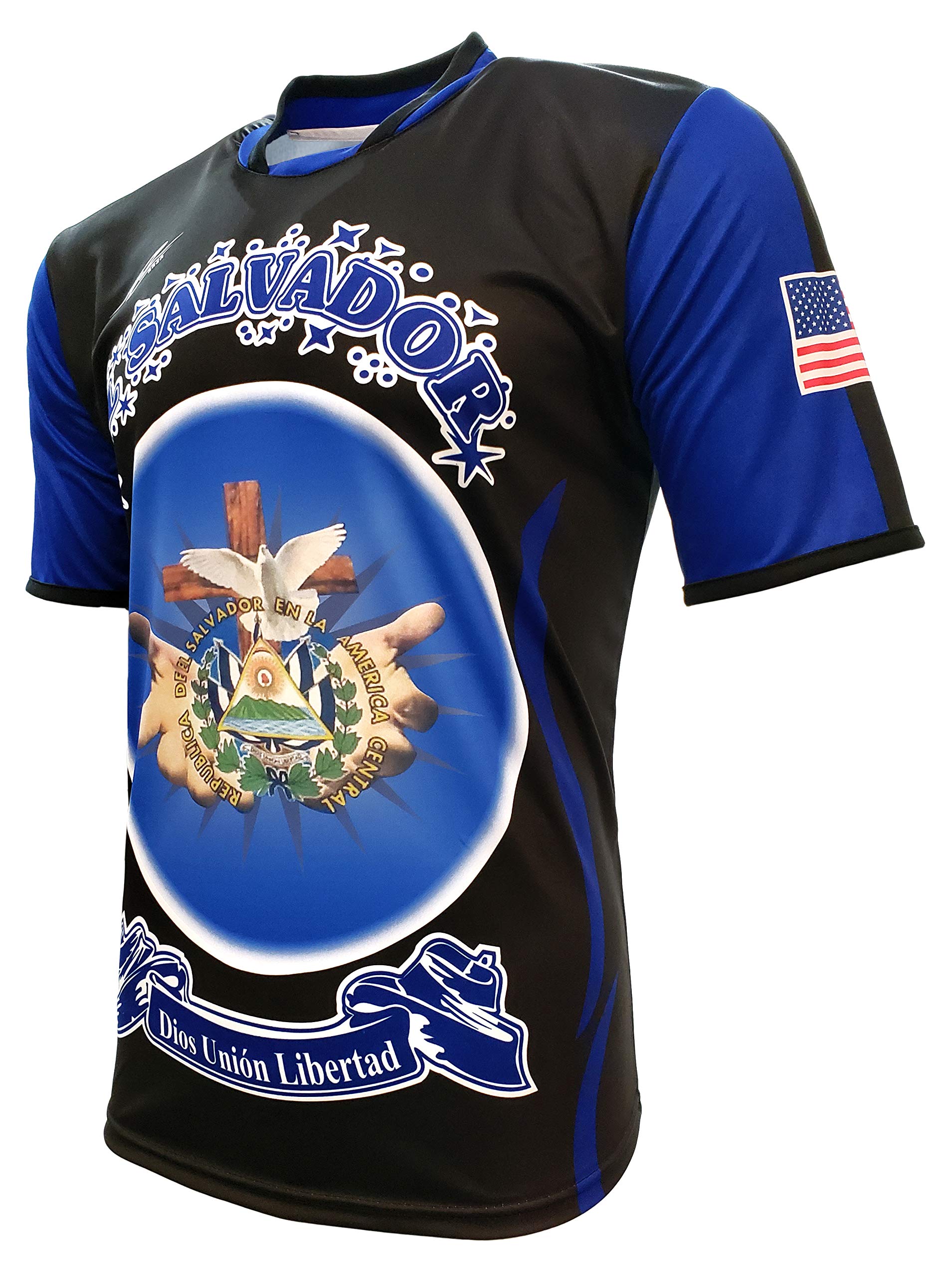 ARZA El Salvador Men Fan Jersey Black/Blue (XXXX-Large)
