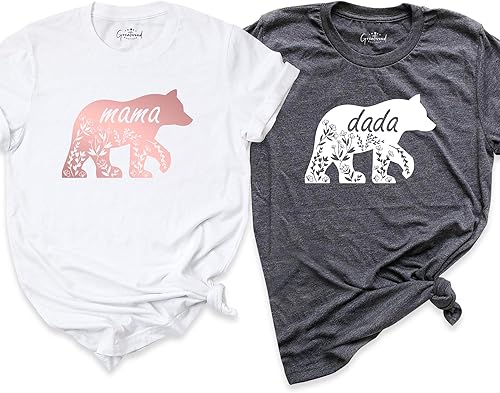 Miniatura 5 de Mama Bear Floral Silhouette Shirt Dada Shirt Mothers Day Gift Family Tshirts Mom Shirt Dad Shirt Dada Bear Mama Bear Outfits