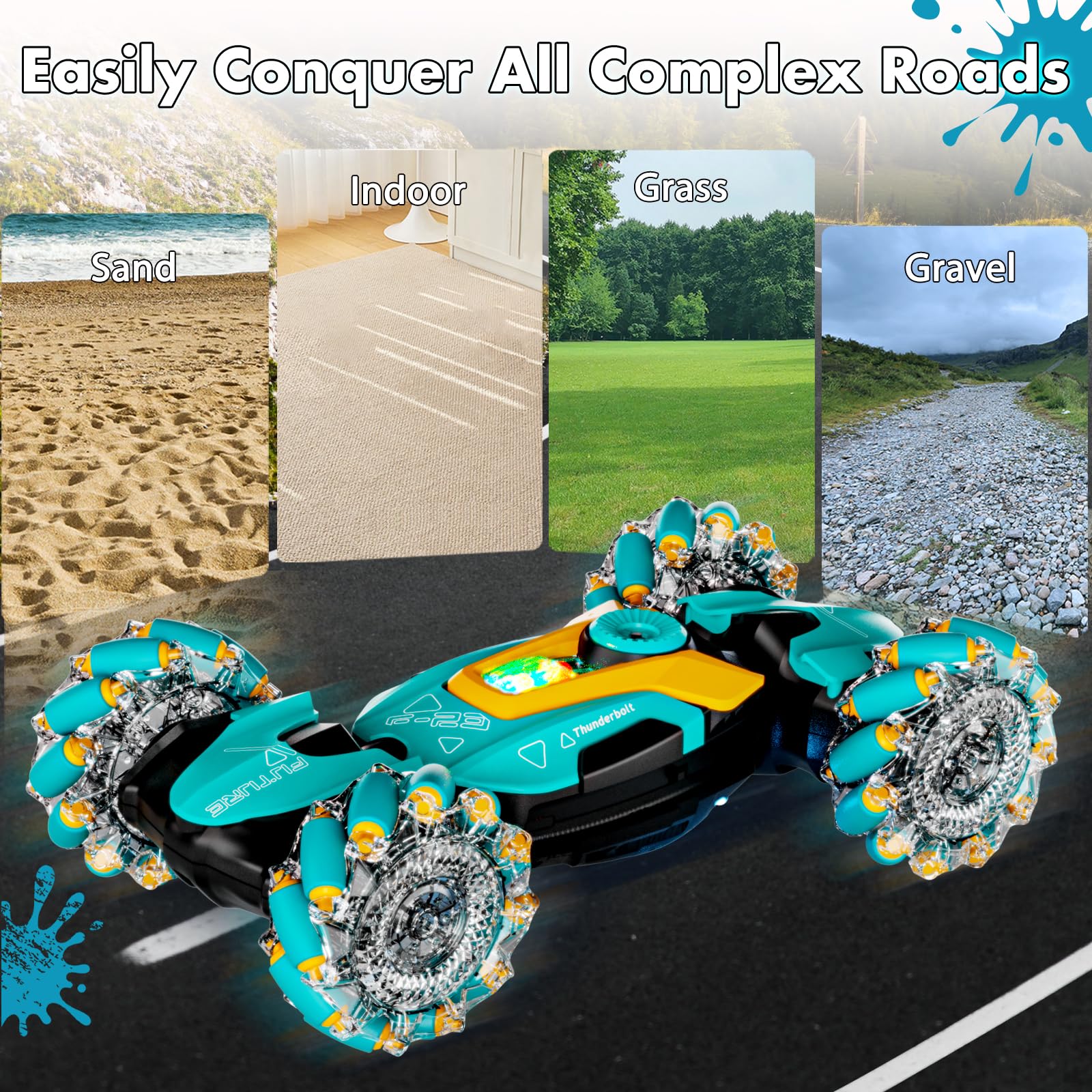 Gesture Sensing RC Stunt Car,​Remote Control Car Toys for Ages 5-13,4WD All-Terrain Anti-Crash Design with 360° Flips & LED Music Show,3-6 Year Old Boy Birthday Gift & Gifts for Boys Toys Age 8-10