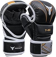 Mytra Fusion 7oz MMA Grappling Gloves - Premium PU Leather Sparring & Martial Arts Training Gloves