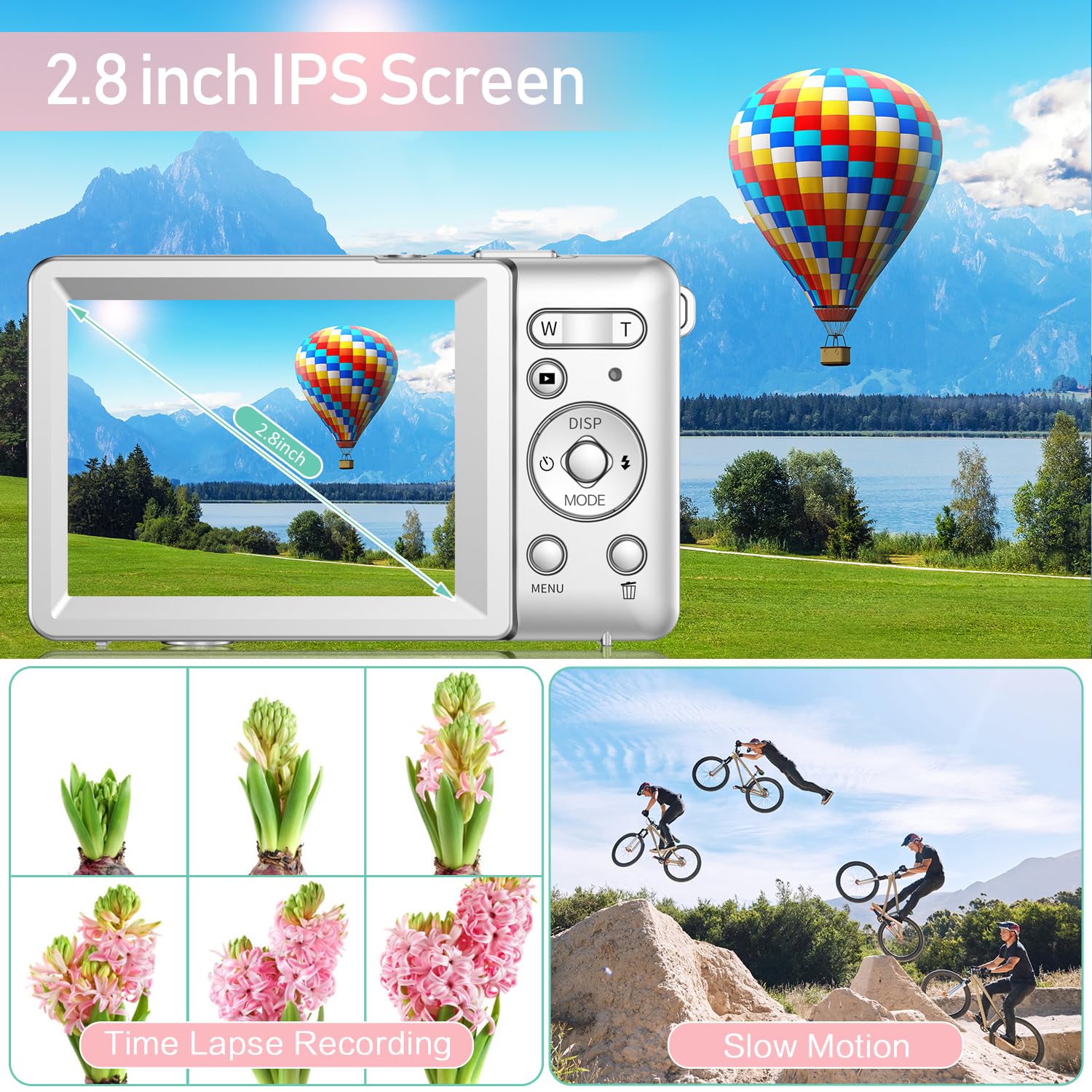 Amazon.com : Pink 4K 48MP Digital Camera with 2.8 IPS Screen, 18X