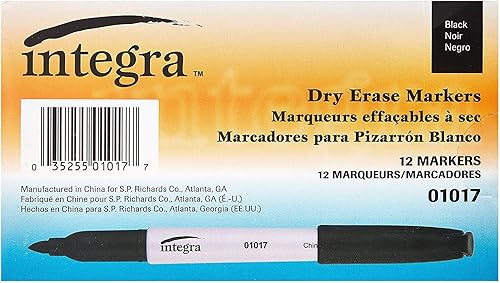 Miniatura 2 de Integra Rotulador de borrado en seco, punta de bala, negro (ITA01017), paquete de 12 (2)