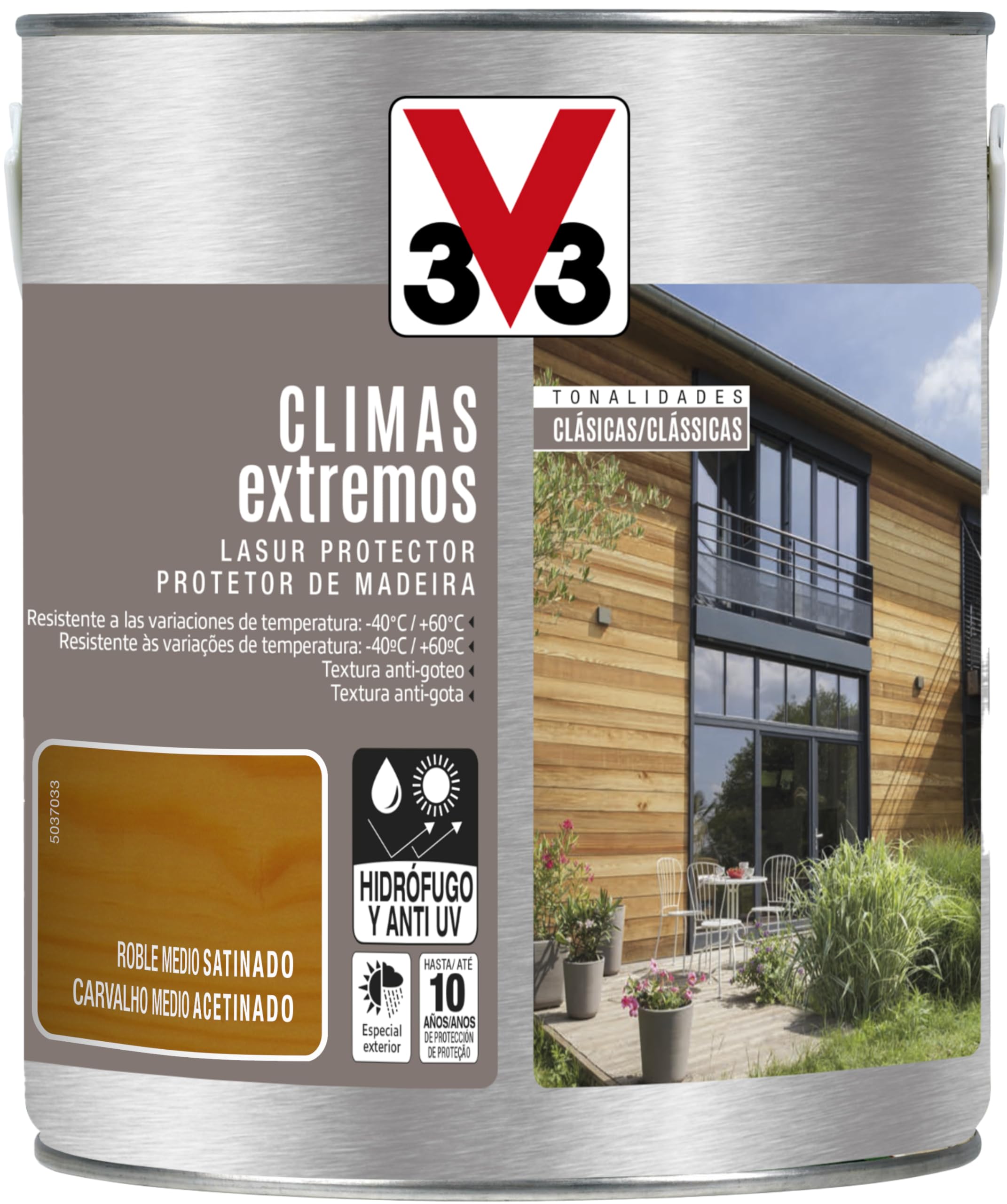 V33 Protector roble medio 2,5l para terrazas y porches de madera