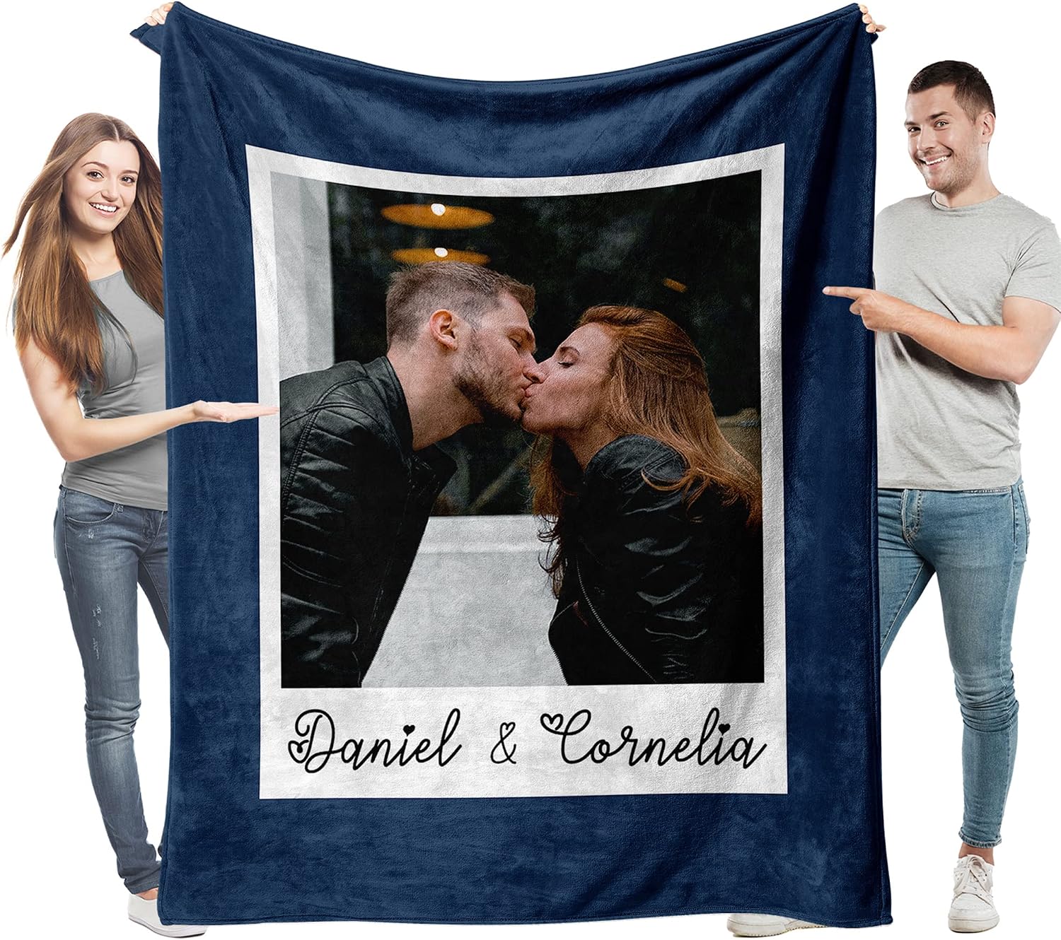 Personalized Initial Couples Photo Sherpa Blanket