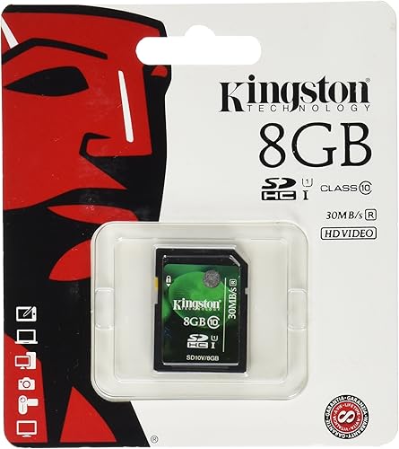 Kingston Digital 8 GB SDHCSDXC Clase 10 UHS-1 Tarjeta de memoria flash 30MBs (SD10V8GB)