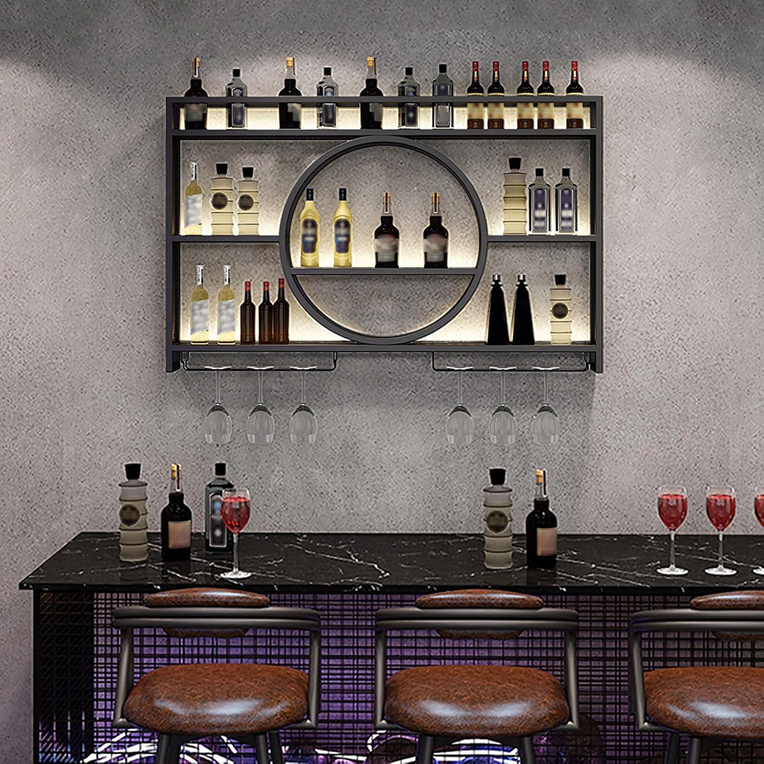 Portabottiglie da Parete,mensole da Bar per la casa,vetrine per Soggiorno,mensola in Vetro sotto la casa,Pub,portabottiglie da Esterno,portabottiglie per Tutti i frigoriferi