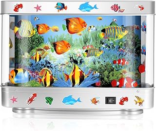 Fake Fish Tank Lamp, Aquarium Lamp with Virtual Marine Life Animations, Artificial Tropical Fish Decorative, Sensory Aquarium Night Light, Ocean Room Decor Night Light Suitable