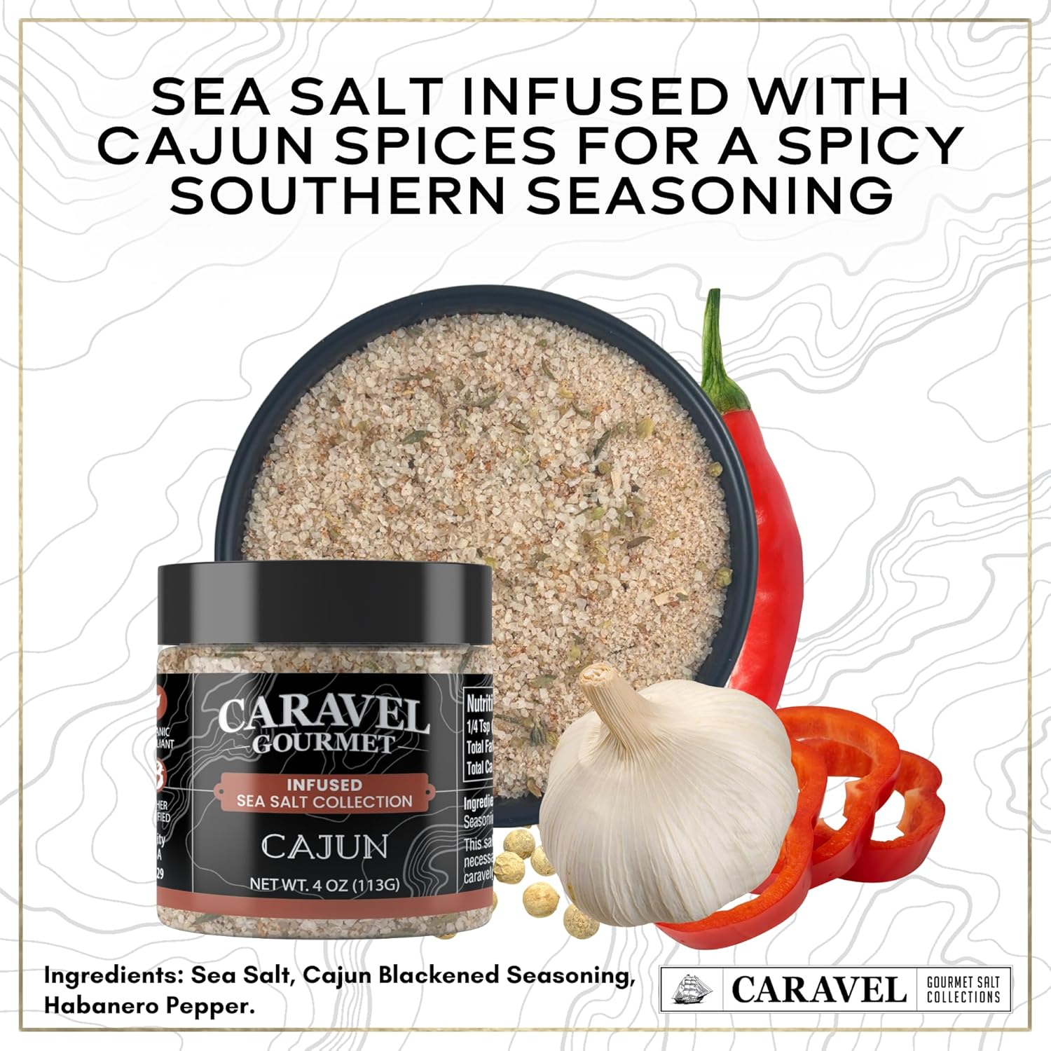 Spicy Sea Salt Gift Pack – 3-Flavor Spicy Cooking Salts Bundle, 4 oz Jar Each – Habanero, Jalapeno, & Cajun Finishing Salt for Special Occasions – Caravel Gourmet