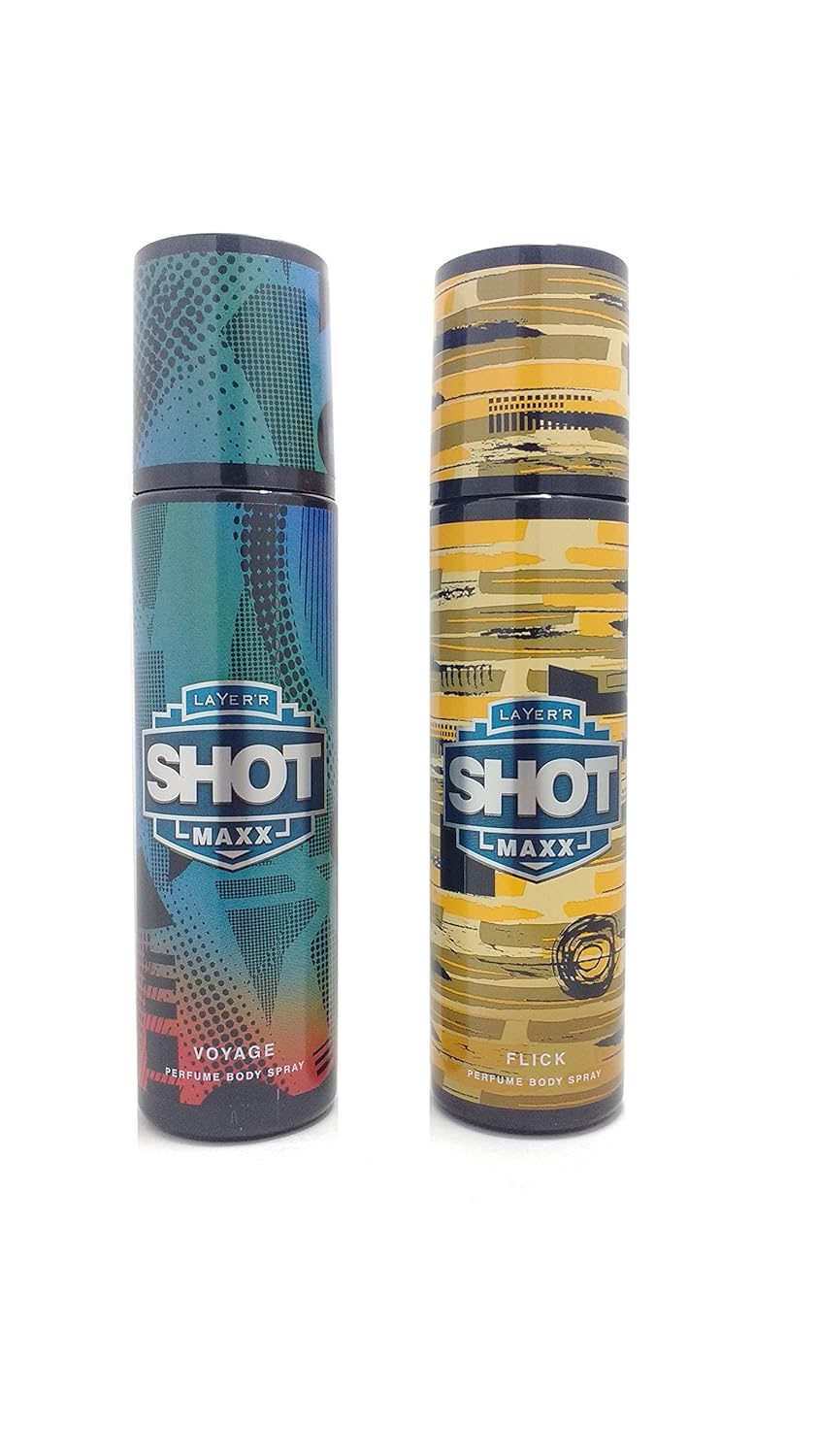 Layer'r Shot Maxx Flick and Voyage Perfume Body Spray, Combo of 2