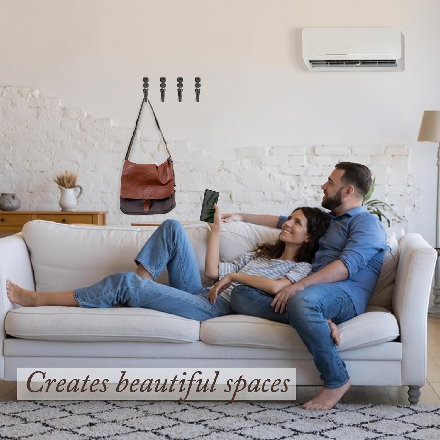 Cast Iron Wall Hooks (5 Pack) Handmade Blacksmith - Wall Mounted J Hooks - Farmhouse Decorative - Vintage Hooks for Hanging Coats, Bags or Pots in Pantry (2 Screws Each Hook for Strength) - Image 2