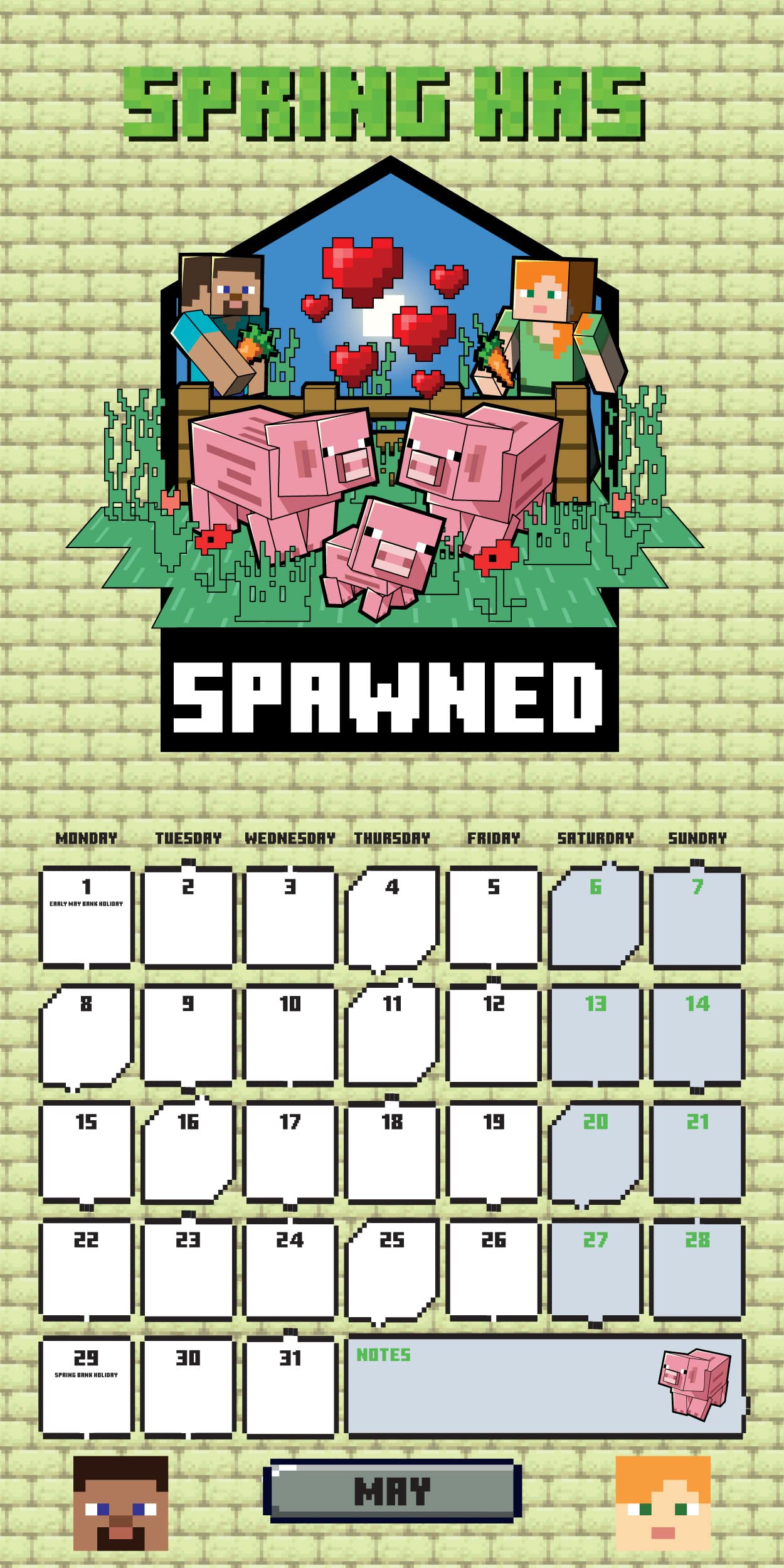 Danilo Calendario Minecraft - Calendario pared 2023 - Calendario mensual 30x30cm - Producto con licencia oficial