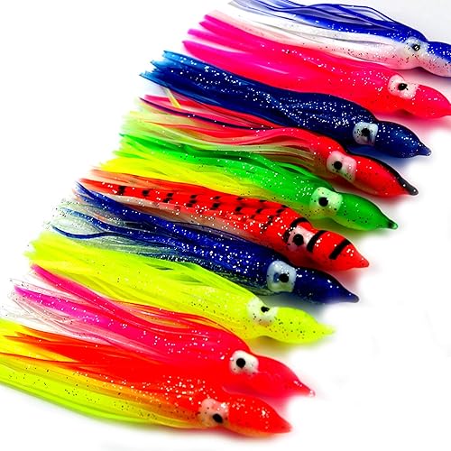 Miniatura 2 de 50 faldas luminosas de pulpo, señuelos de pesca, señuelos de pesca de plástico suave, faldas de calamar, señuelos de cebo de agua salada,