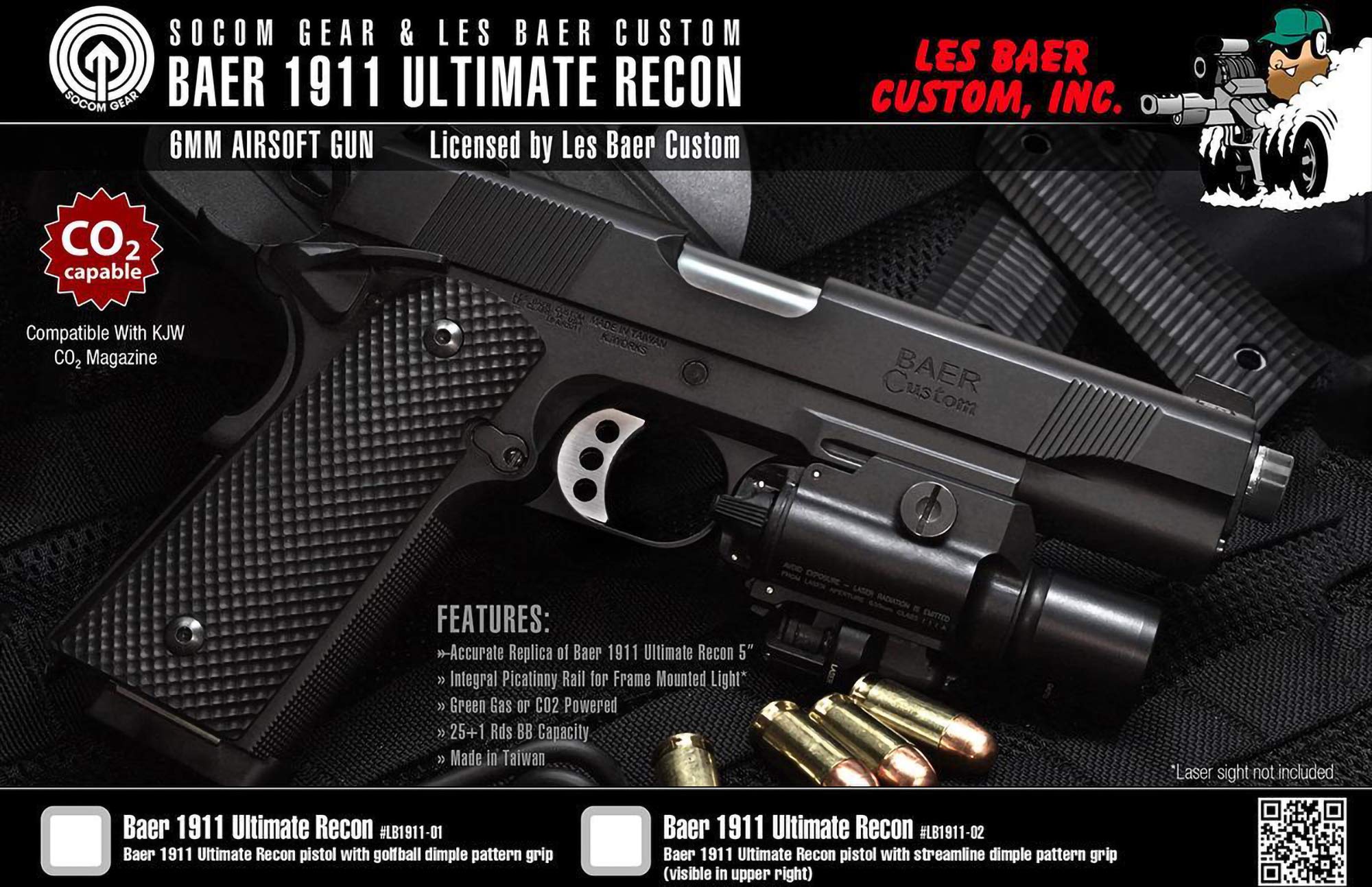 Evike Gear Les BAER Licensed Ultimate Recon 1911 Airsoft GBB