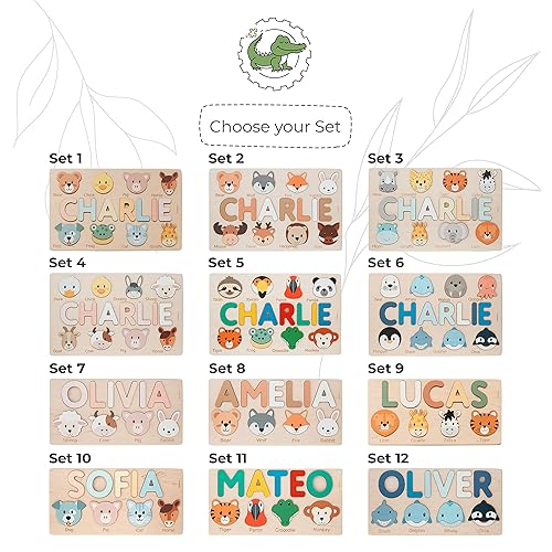 Miniatura 2 de Personalized Name Puzzle with Animals Personalized Wooden Name Puzzle Wooden Toys Custom Name Puzzle by BusyPuzzle Birthday Gift For a 1 Year Old