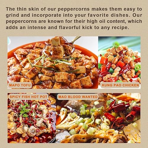Miniatura 5 de LAQPPSS Granos de pimienta Sichuan prémium de 8 onzas (8.04 oz). Tiene gránulos grandes con forma de flor de ciruelo y es el entre los granos de