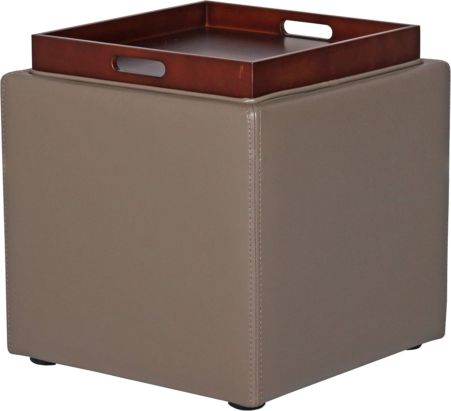 Exclusive Discount 🔥 Amazon Brand – Rivet Ross Modern Vegan Faux Leather Lift-Top Storage Ottoman Pouf, 17.7W, Brown