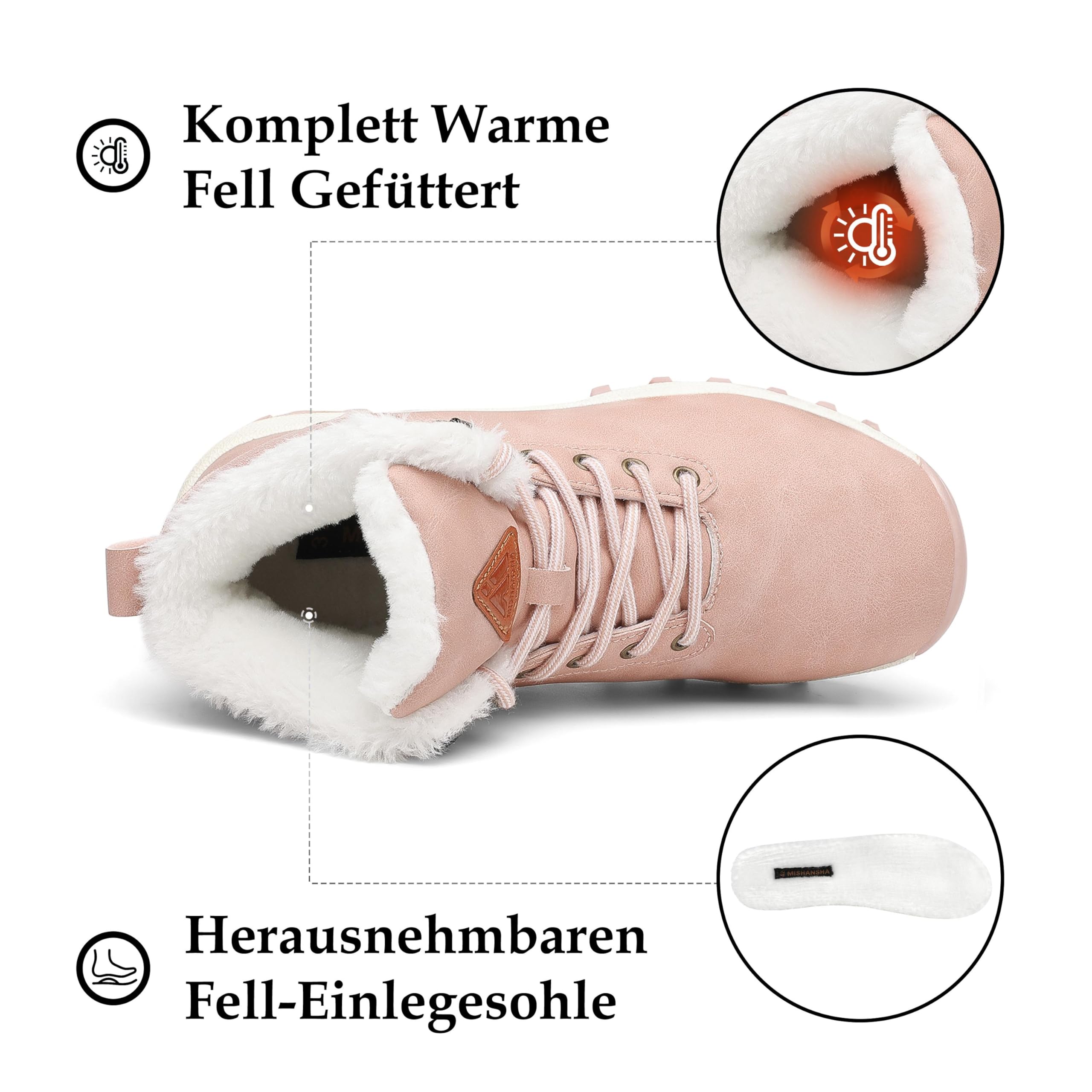 Mishansha Uomo Scarpe Invernali Donna Stivali da Neve Calda Impermeabili Outdoor Sneakers da Trekking Taglia 36-48 EU