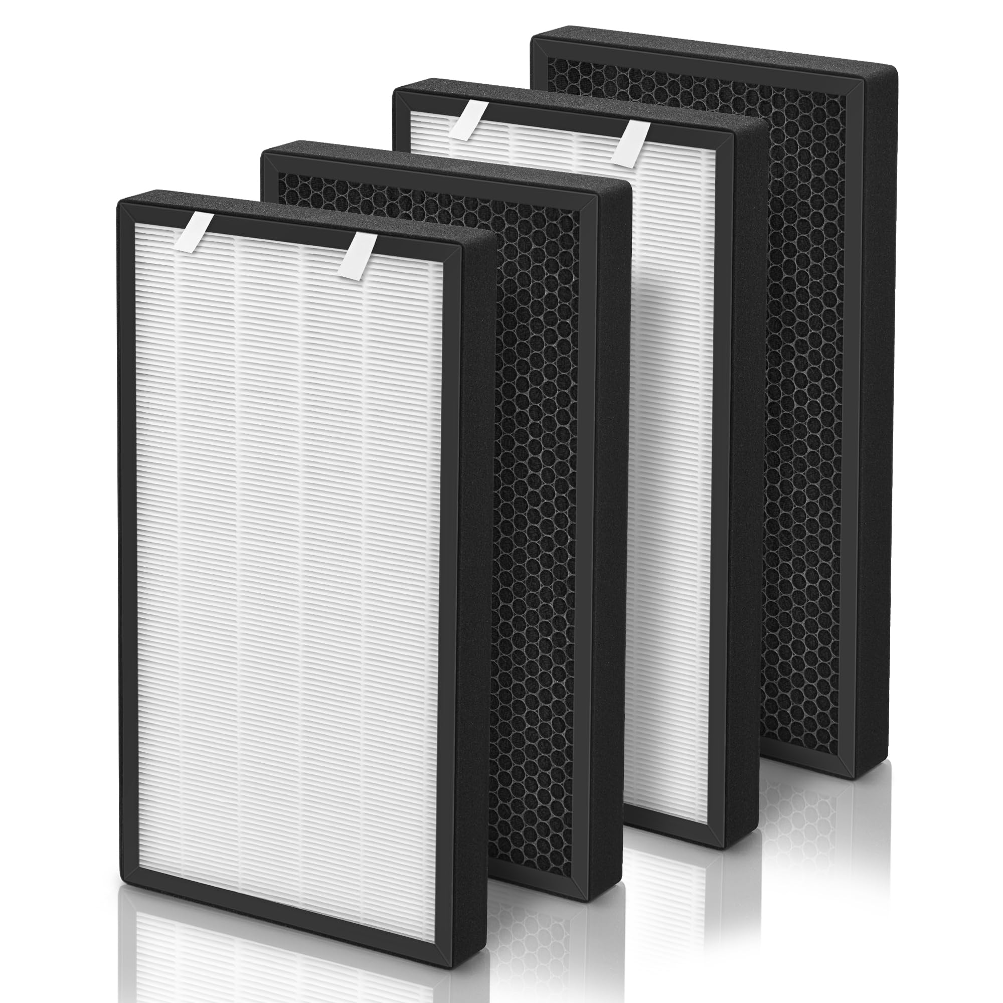 HSP003 Replacement Filter Compatible with HSP003 Dual Filtration Air-Purifier Filters, 2-IN-1 Stage True HEPA Air Cleaner for Large Room and Home, Carbon to Remove Odor, 4 Pieces
