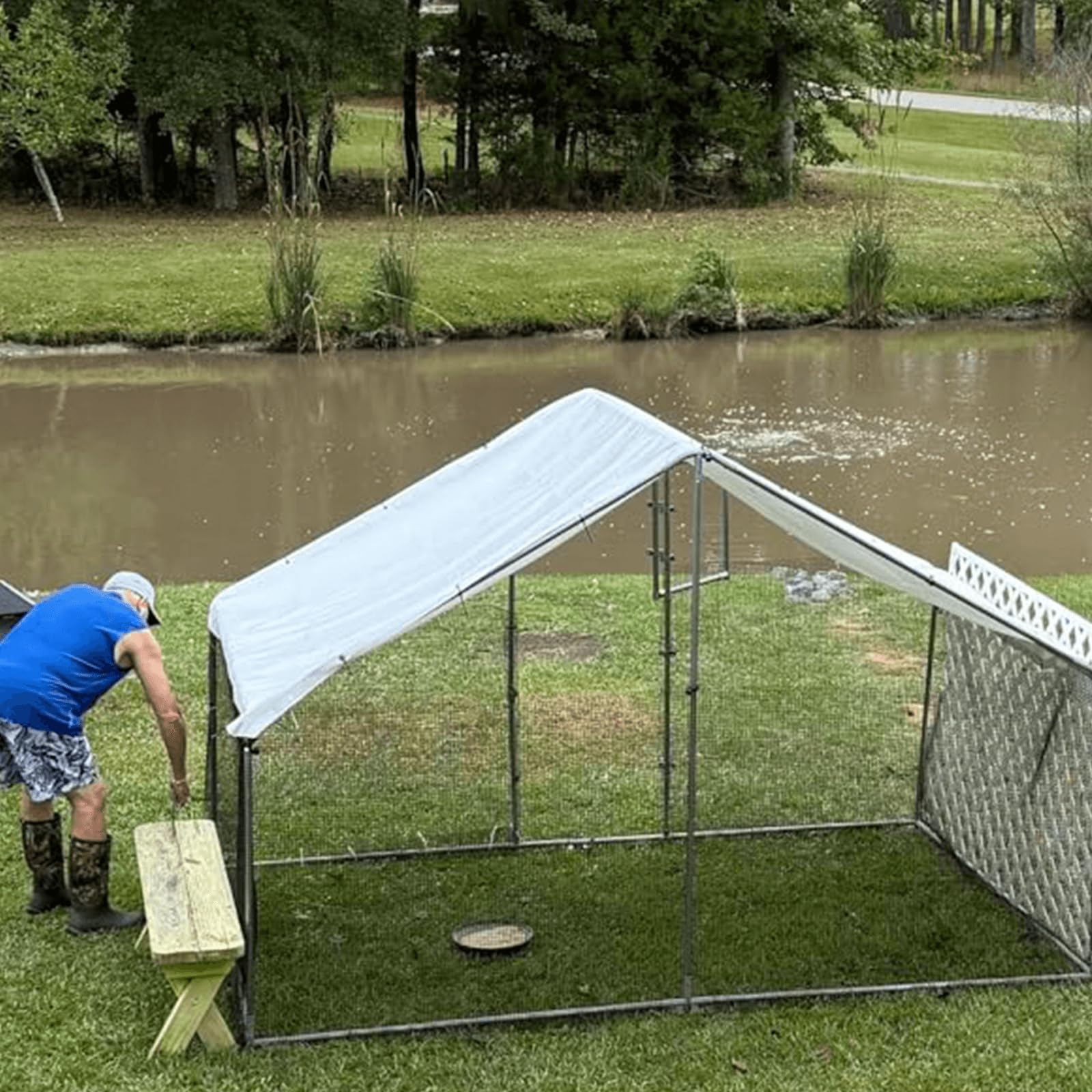 Bianco Telo Impermeabile Esterno, Telone Occhiellato Impermeabile in Polietilene, Telone Impermeabile per Esterno, Giardino, Gazebo, Campeggio, Piscina, Auto, Barche, Legno, 2x3m
