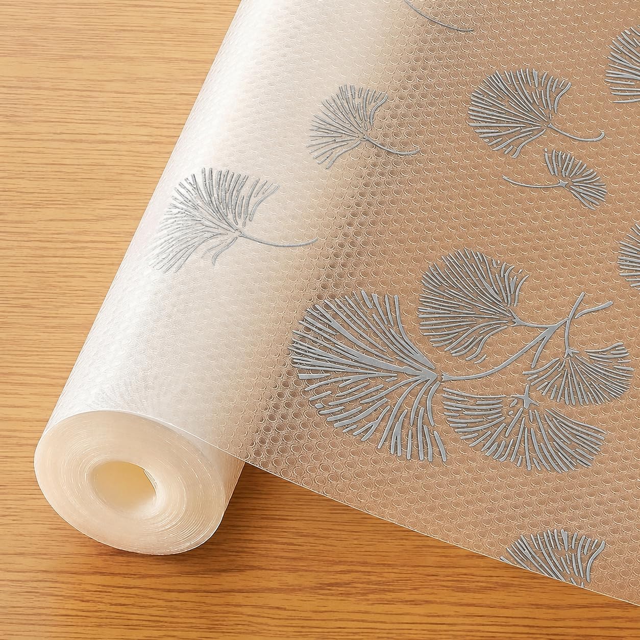 ElastPro (45 cm X 5 m) Printed Shelf Liners for Kitchen Shelves, Drawer Mat, Shelf Liner, Fridge Mats, Kitchen Cabinet Drawer Mat Liner Sheets (Fan Leaf Silver)