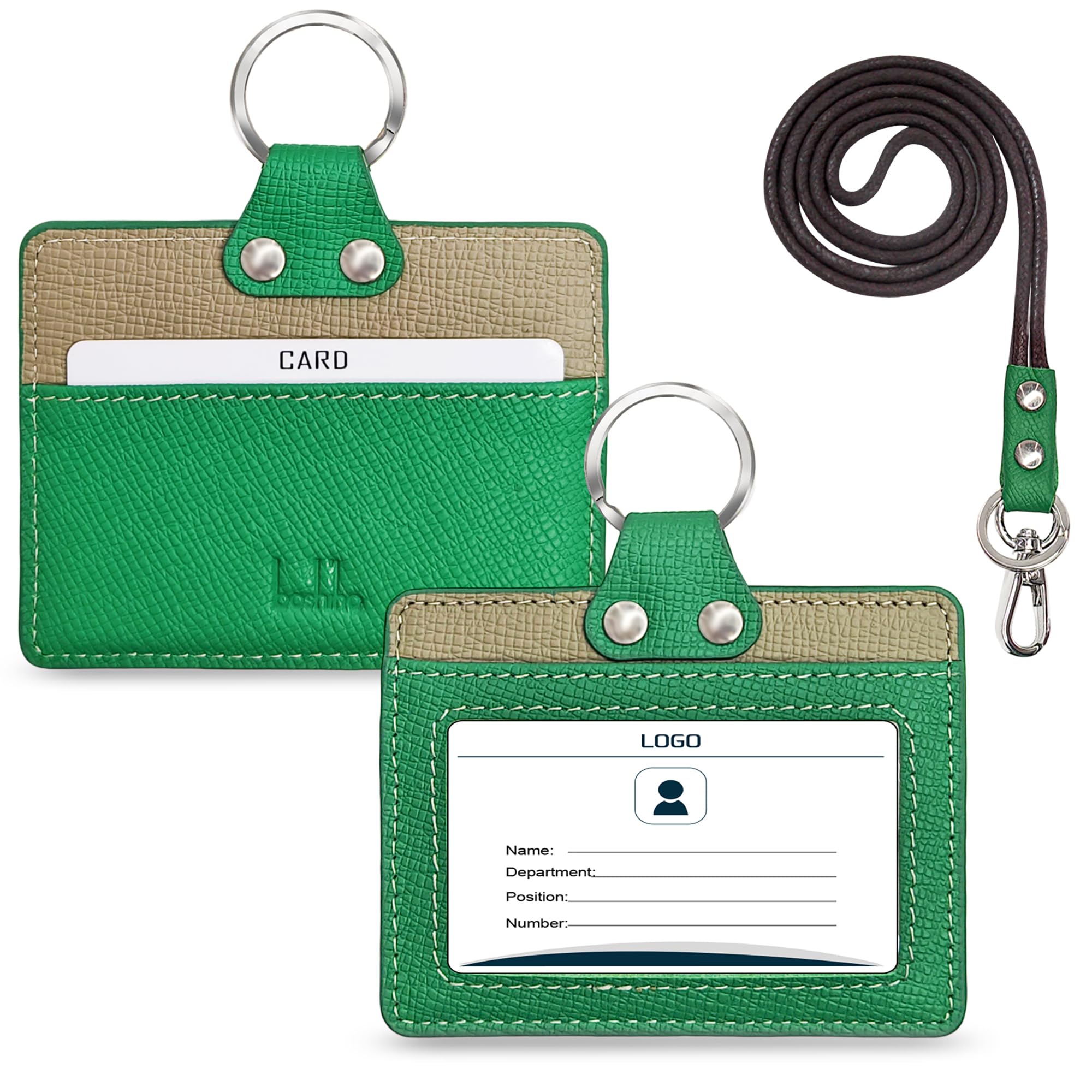 Porte-cartes d'identité en cuir vertical avec son cordon robuste à offrir - 8