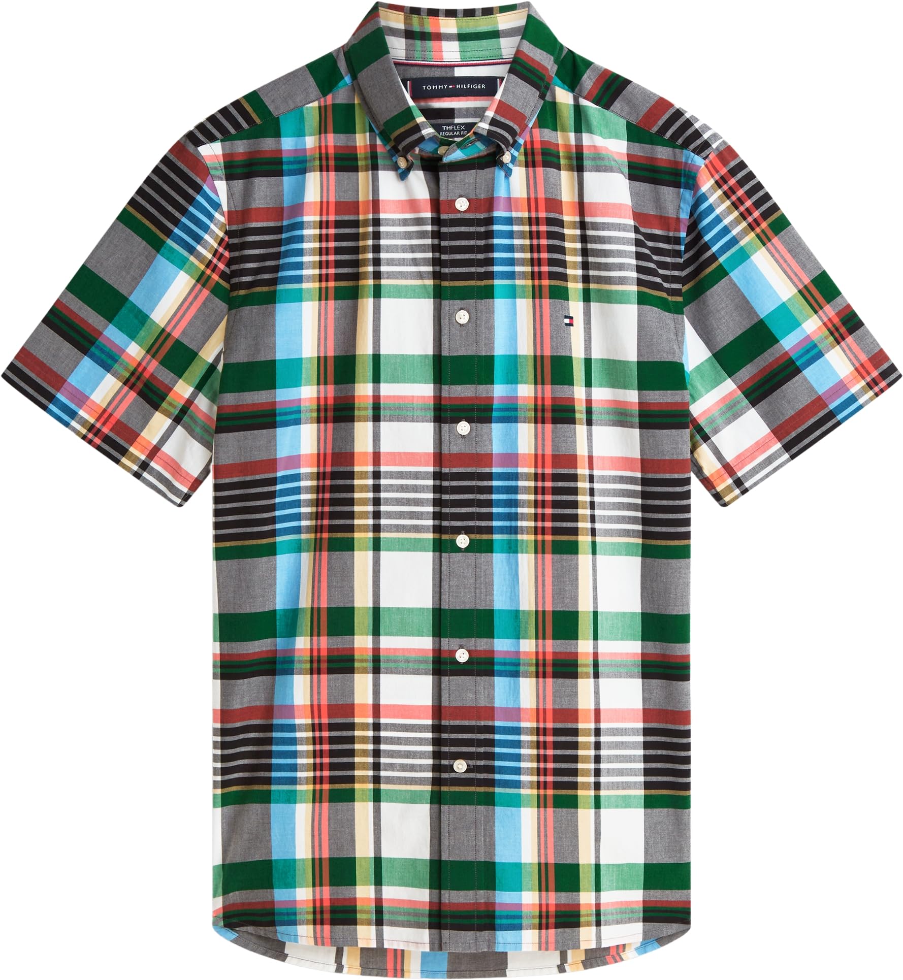 Tommy Hilfiger Flex Pop Multi Check SS RF Shirt Mw0mw43087 Altre Camicie Uomo (Pacco da 1)