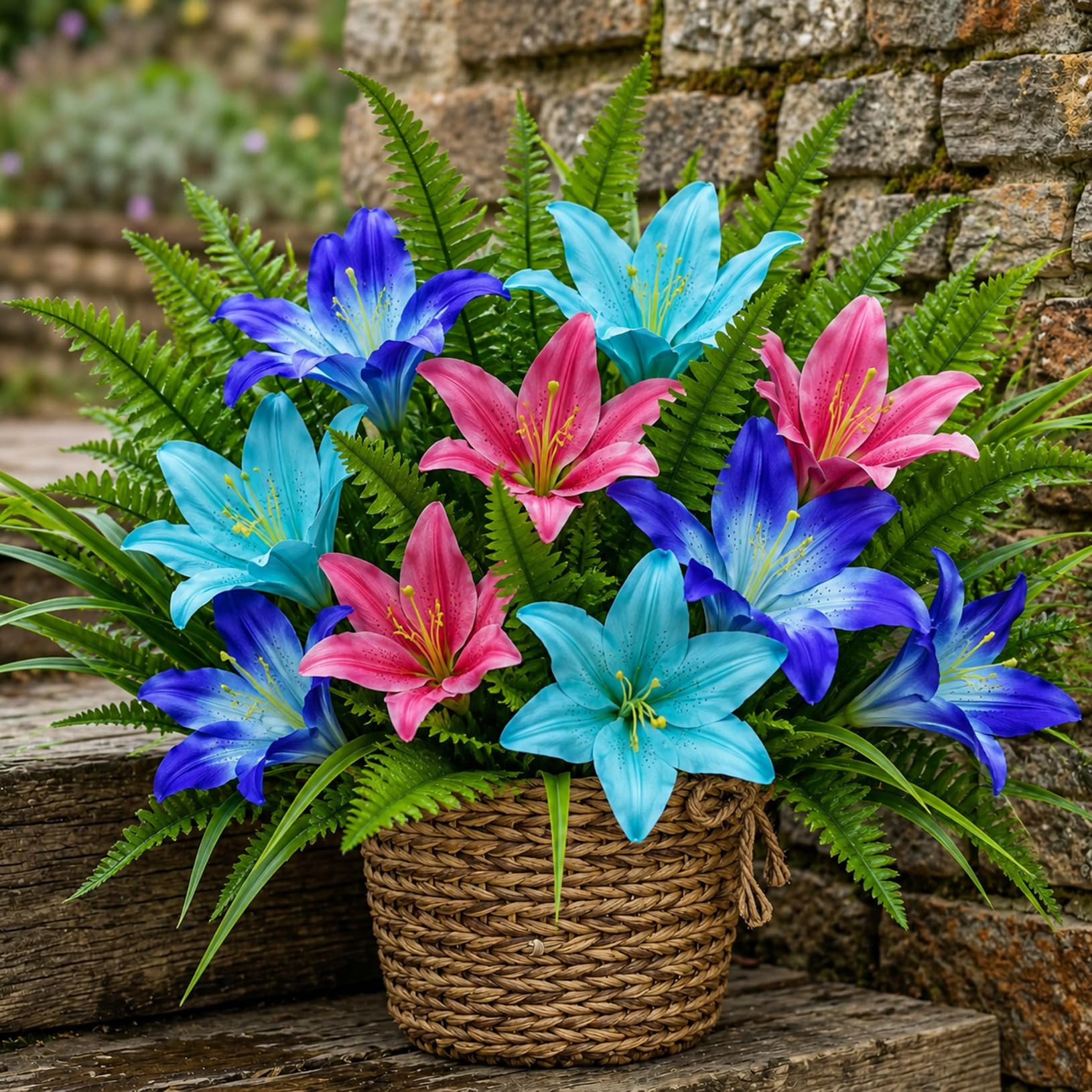 ATAVSADN 9 Bundles Artificial Flowers for Outdoors/Indoors, Artificial Plants Outdoor, Fake Flowers for Outside Garden Porch Window Box Home Wedding Farmhouse D,One Size