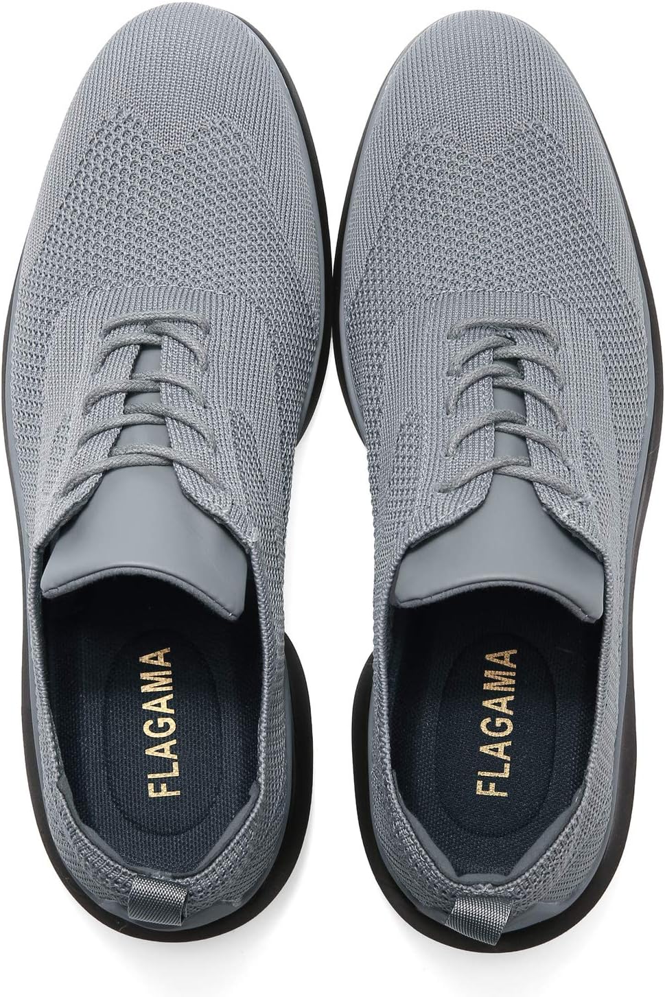 Flagama Men's Wingtip Oxford Dress Casual Knit Shoe,Grey,6.5 M US