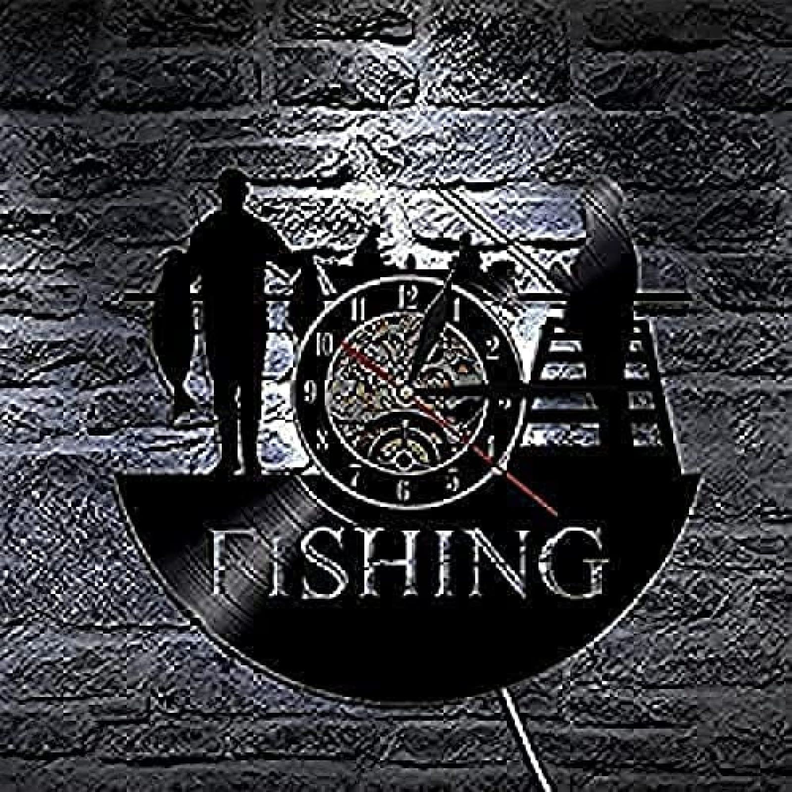 Números Romanos Modernos Relojes de Pared Pesca Pescador Disco de Vinilo Reloj de Pared Decoración del hogar Reloj de Bolsillo Reloj de Cuarzo Retro silencioso Regalo
