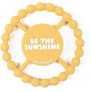 Bella Tunno Happy Teether - Soft & Easy Grip Teething Ring Perfect for Babies and Teething Toys to Help Soothe Gums, Non-Toxic, BPA Free Silicone Teether, Be The Sunshine