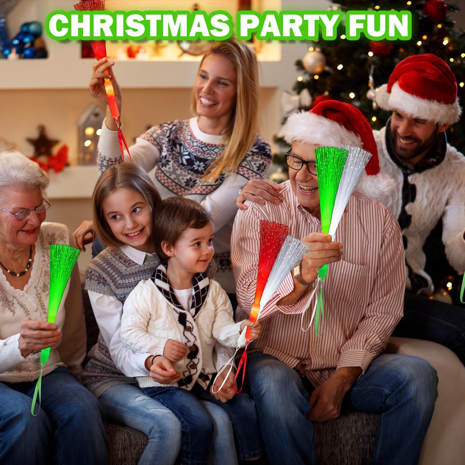 Wondrus Glow Sticks Gifts Toys Prizes for Kids-6 Pack, Holiday Light Up Fiber Optic Wands for Toddlers, Winter Party Favors Supplies Goodie Bag Basket Stocking Stuffers Fillers for Boys Girls