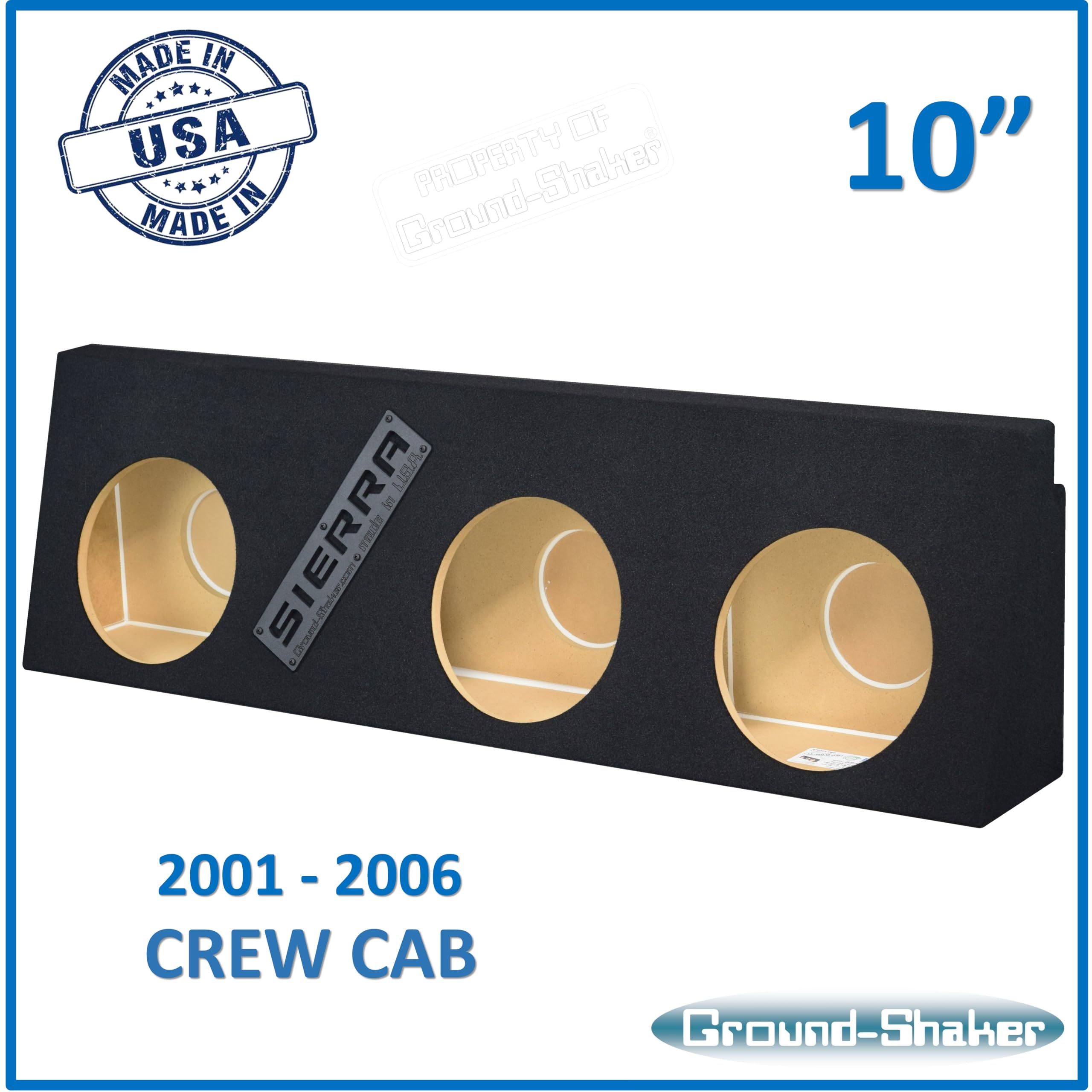 Sierra Crew Cab 2001-2006 Dual and Triple Sealed Sub Box Subwoofer Enclosure (Triple, 10