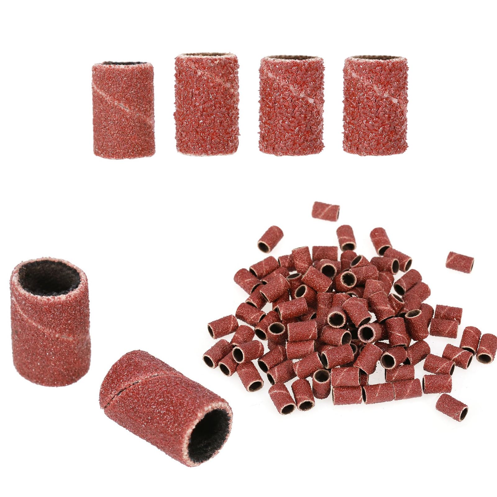 120 Pezzi Levigatura Bande per Pedicure E Manicure,2 Punte per Fresa Unghie,Ricambi Fresa per Unghie,Cilindri Abrasivi Fresa Unghie,80/120/180/240 Grana Manicotti Di Levigatura per Unghie