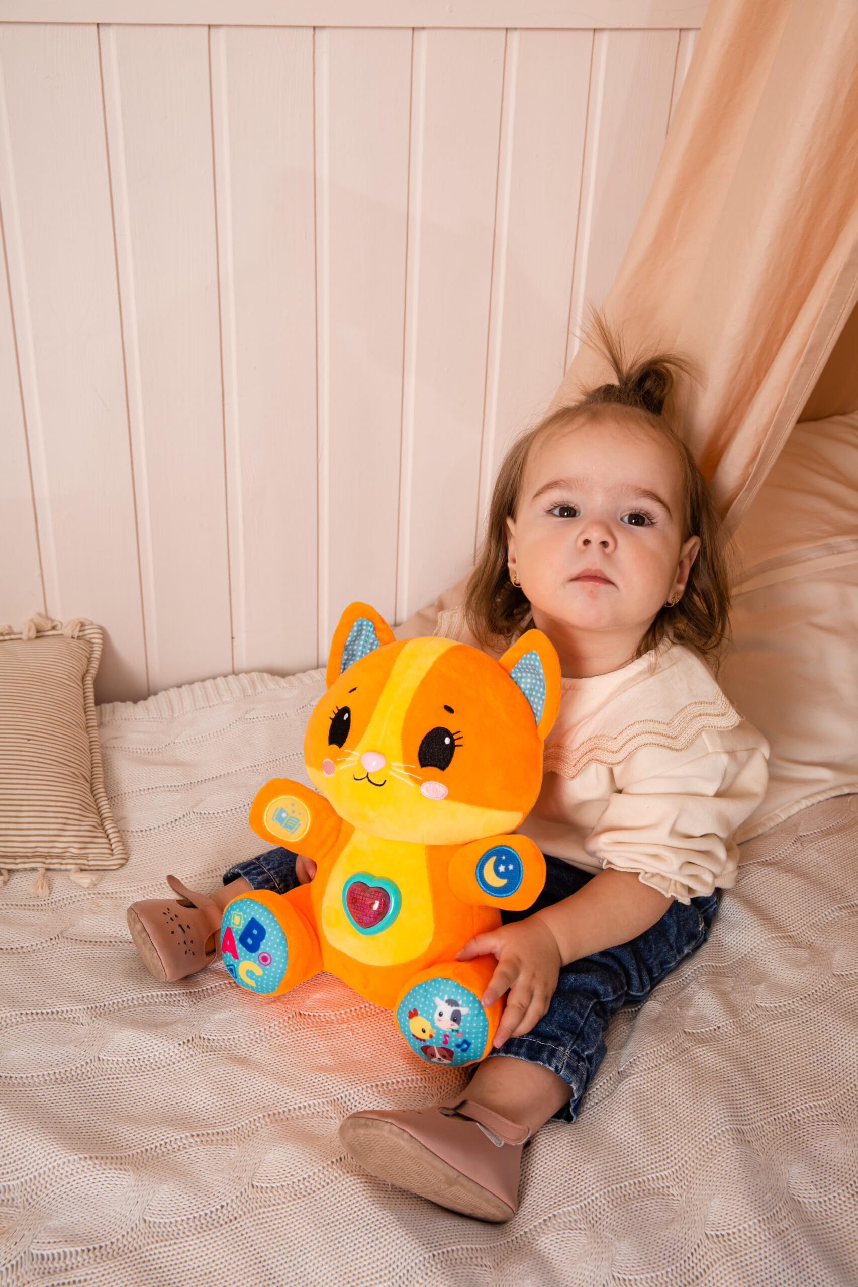 Kids Hits Play with Me Kitten – Interactive Plush Musical Toy for Toddlers – Lights, Songs, ABCs & Lullabies – Early Learning Cat Toy – Ages 1+