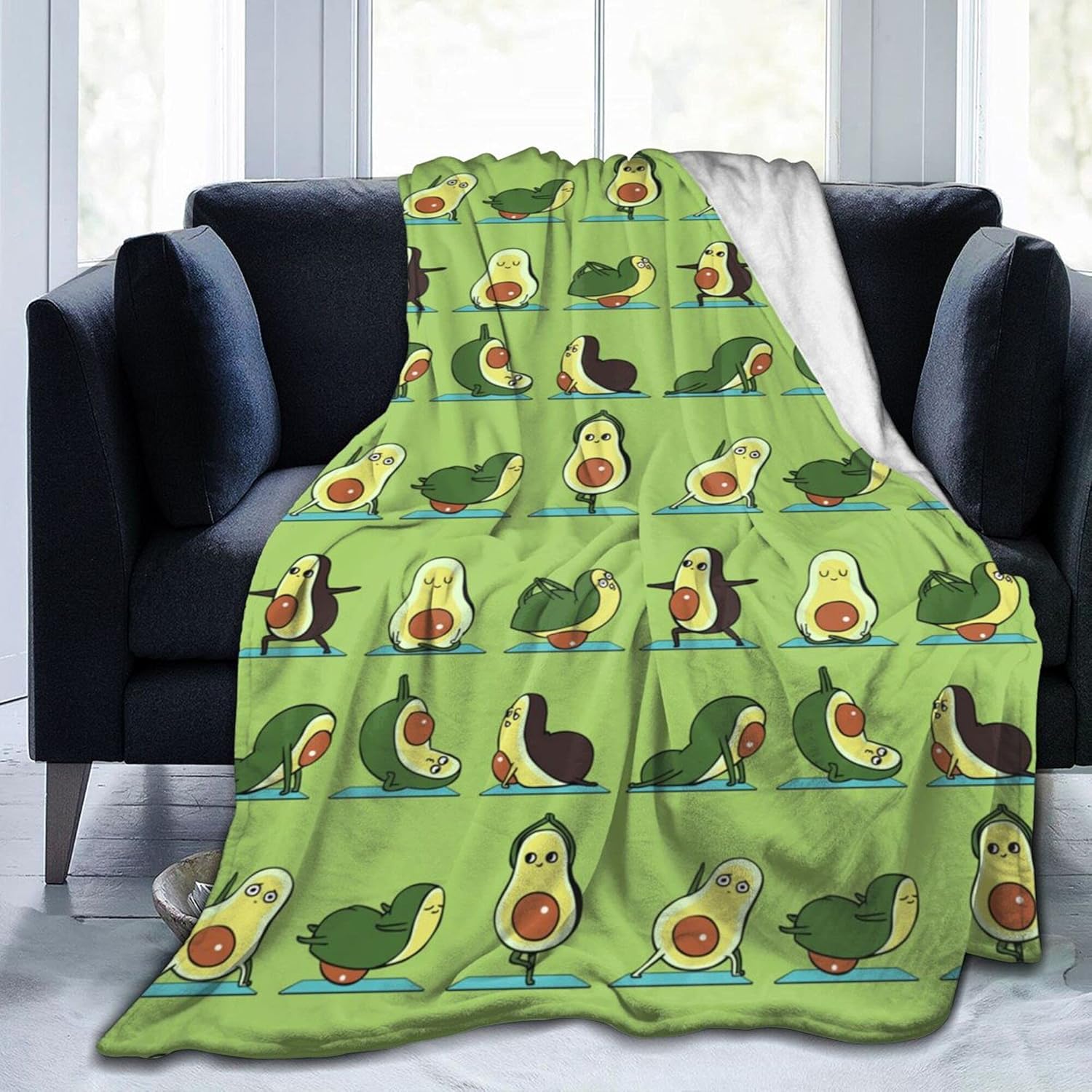 Wisedeal Avocado Yoga Pose Thermal Flannel Blanket, All