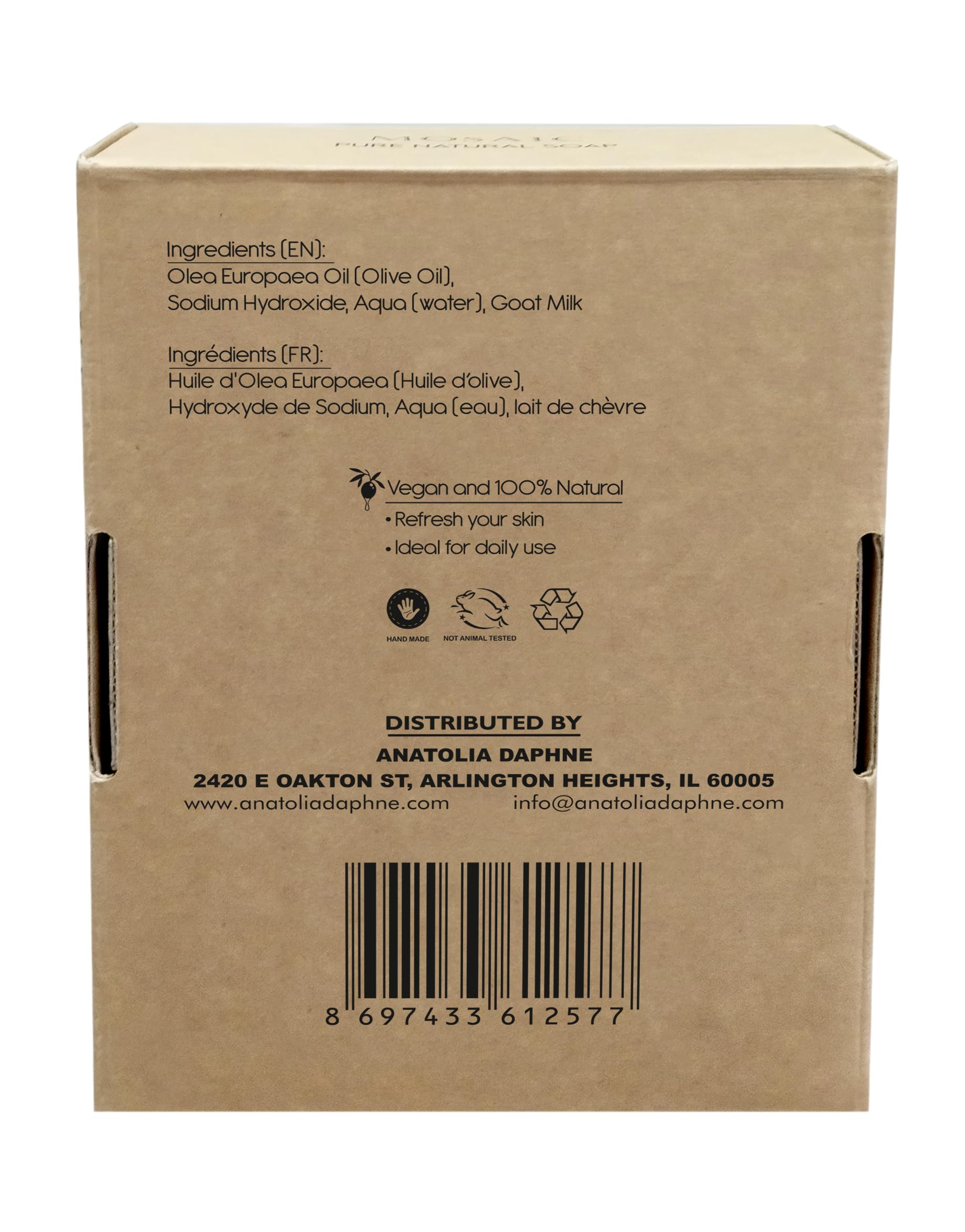 AnatoliaDaphne Natural Goat Milk Soap Bars, Handmade Moisturizing Cleanser, 12 Pack