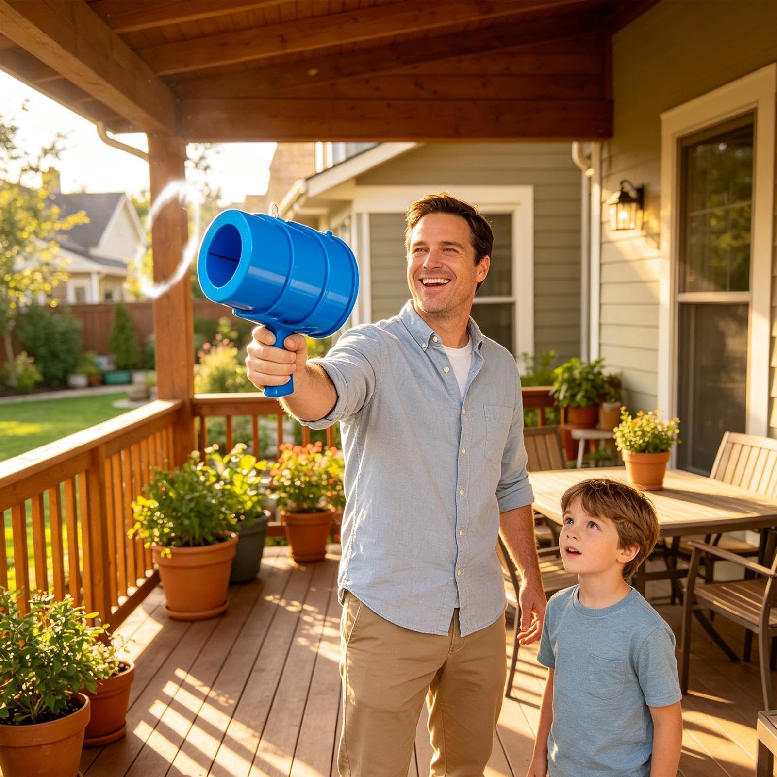 Air Cannon Toy Handheld Air Blastere Safe Party Prank Game, Blue, Refer to description - Image 5