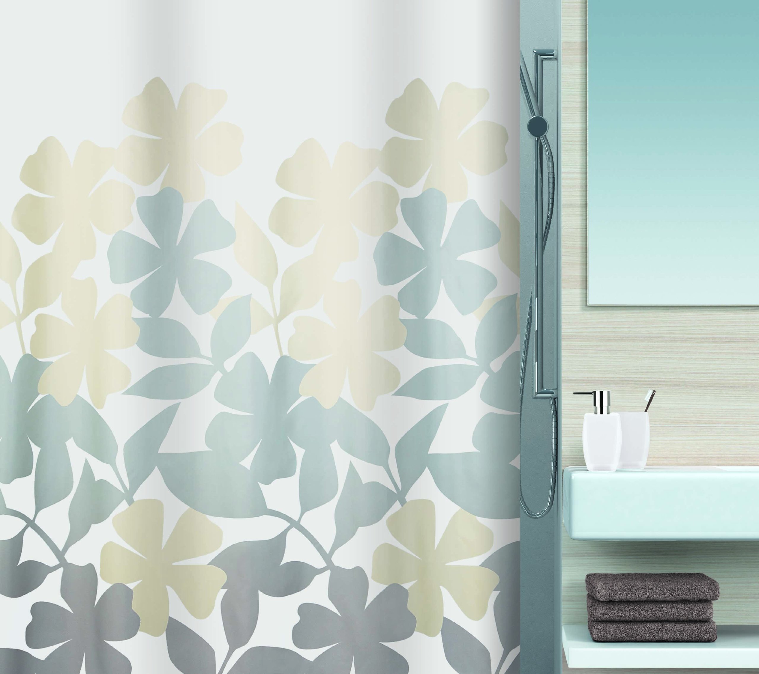 Spirella Fleury 10.17085 Rideau de Douche en Textile Taupe/Beige 180 x 200 cm