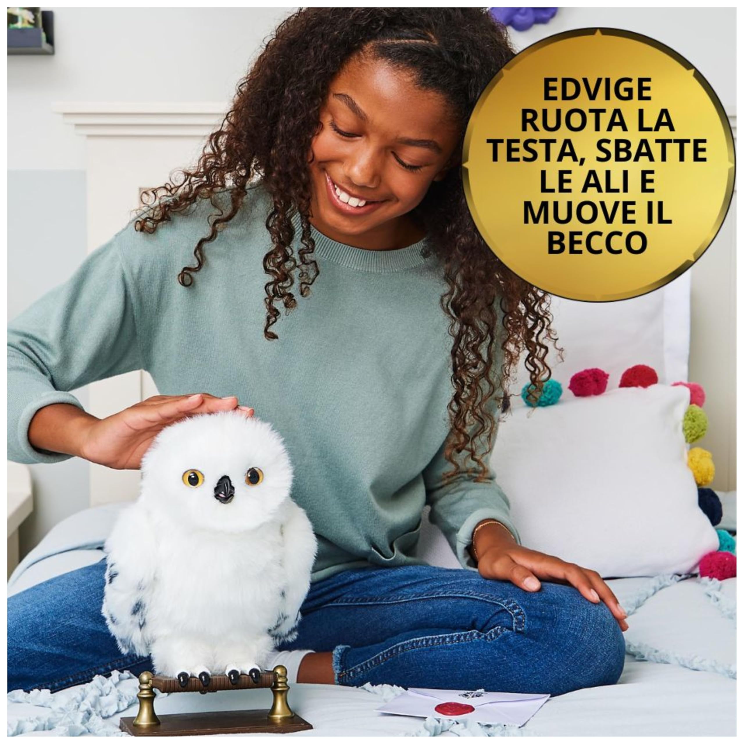 Wizarding World | Civetta Edvige interattiva di Harry Potter | 15 suoni e movimenti | Reagisce al tatto e alla voce | Peluche interattivo per bambini dai 5 anni in su