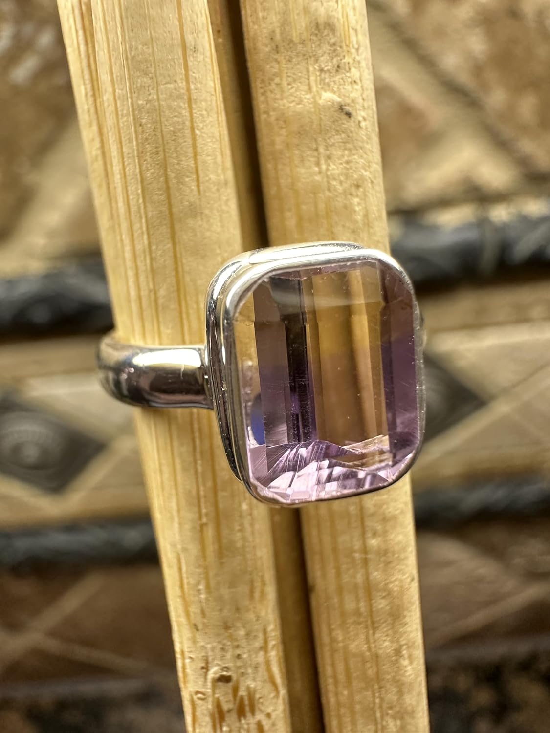 Genuine 2ct Ametrine 925 Sterling Silver Engagement Ring Size 6, 7, 8, 9 - Image 7