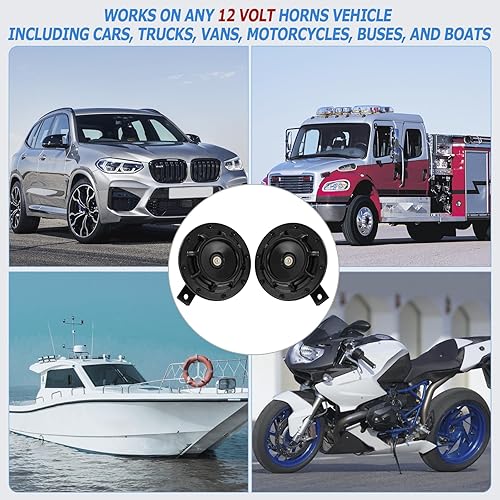 Vista 16 de CARMOCAR Eletric - Kit de bocina de coche de 12 V 135 db, súper ruidoso, tono alto y bajo, kit de bocina gemela de metal con soporte para autos